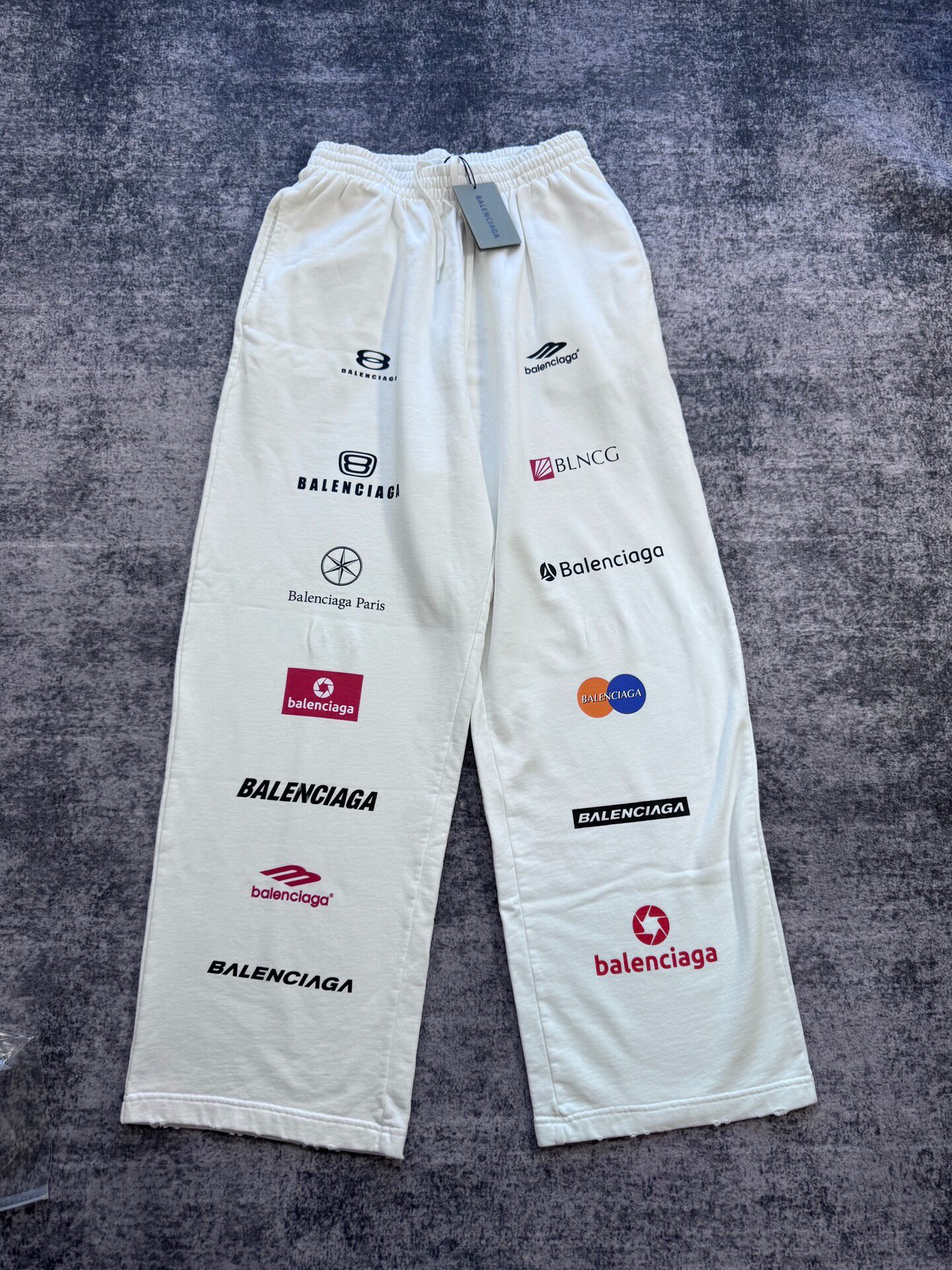 Balenciaga White Racing Logo Sweatpants