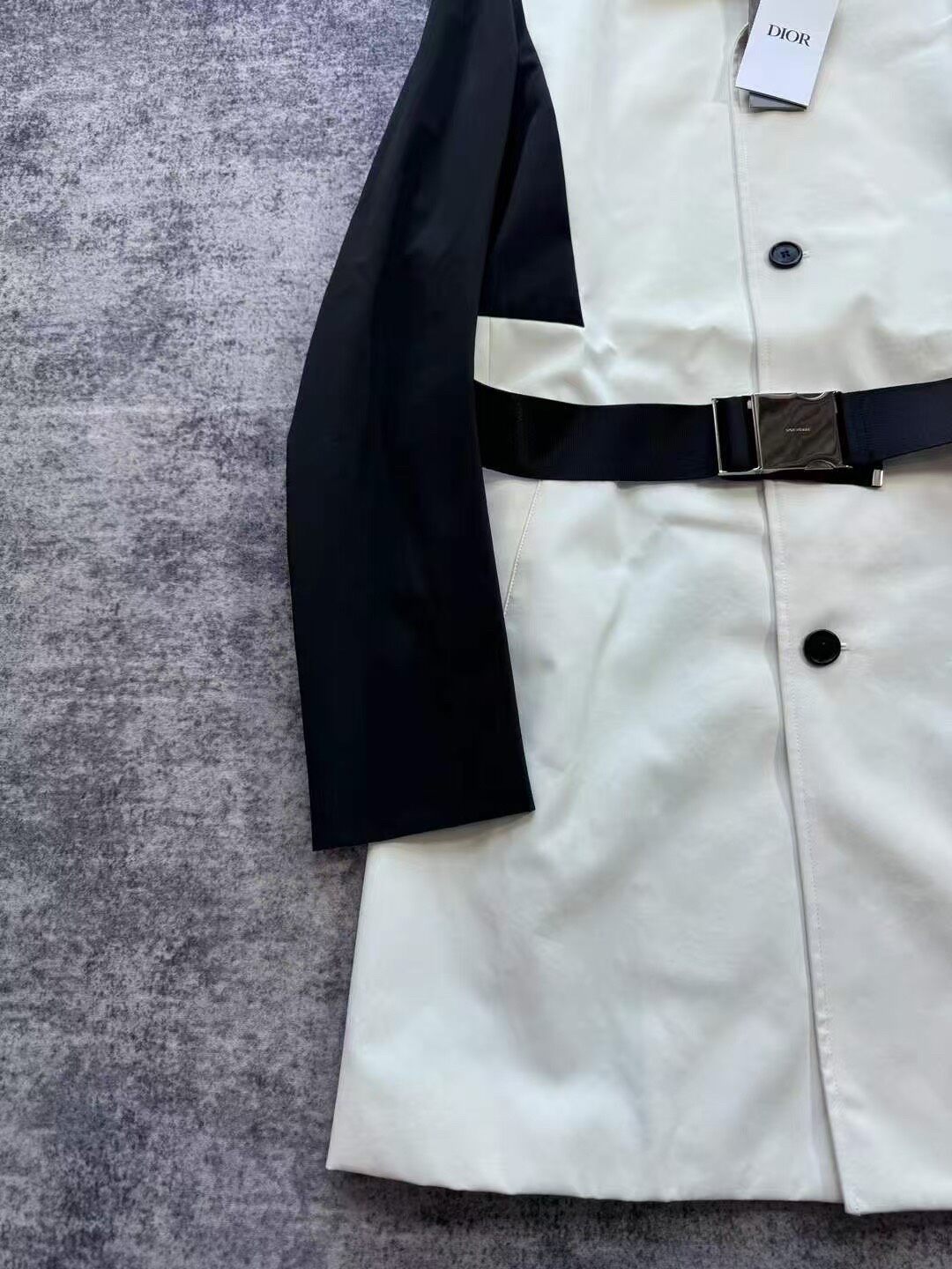 Dior Black-White Buckle Belt Trench Coat — back