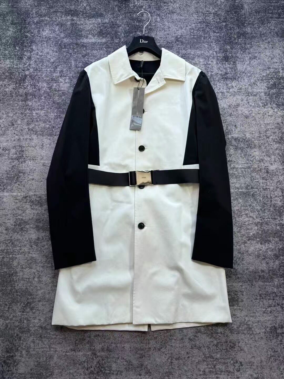 Dior Black-White Buckle Belt Trench Coat