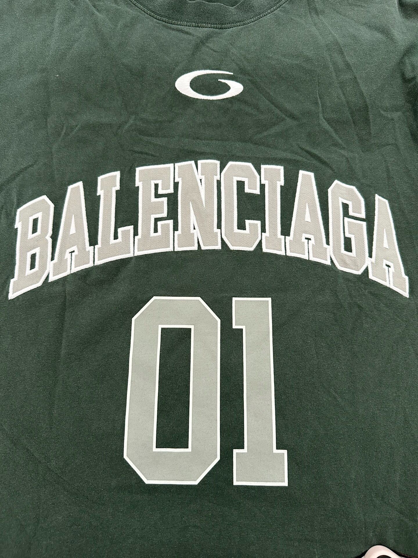 Balenciaga Dark Green Short-Sleeve Tee — detail