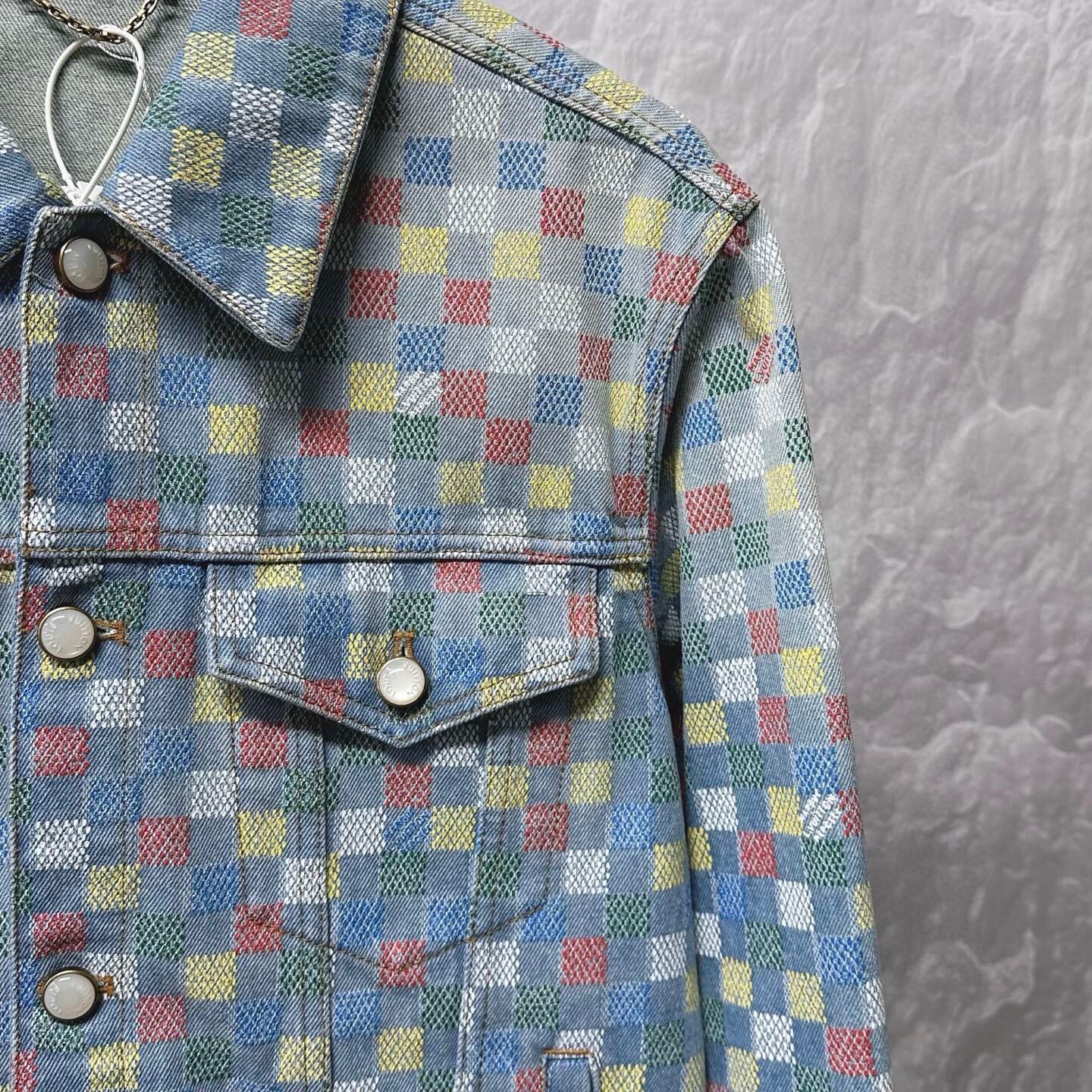 Louis Vuitton SS25 Multi Check Denim Jacket — detail