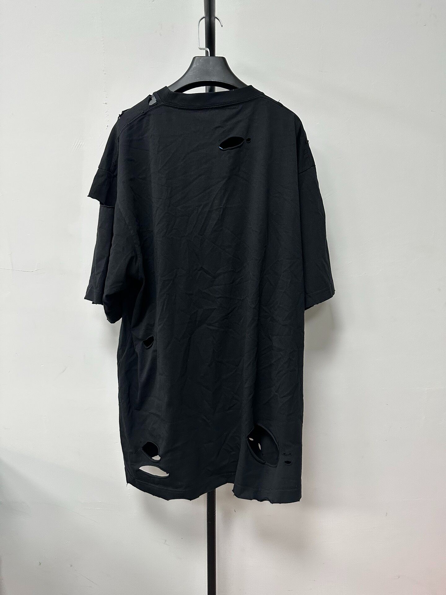 Balenciaga Black Women’s Distressed T-Shirt — front