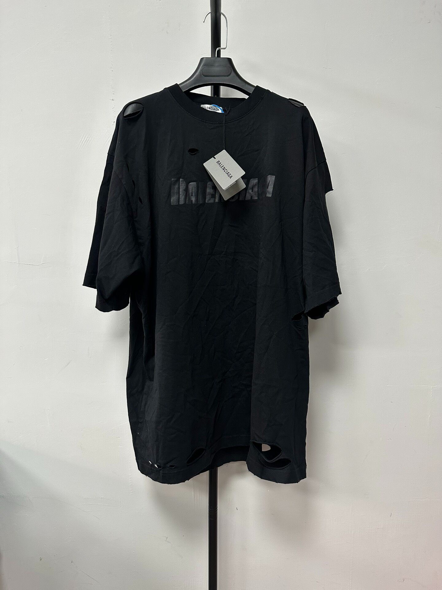 Balenciaga Black Women’s Distressed T-Shirt