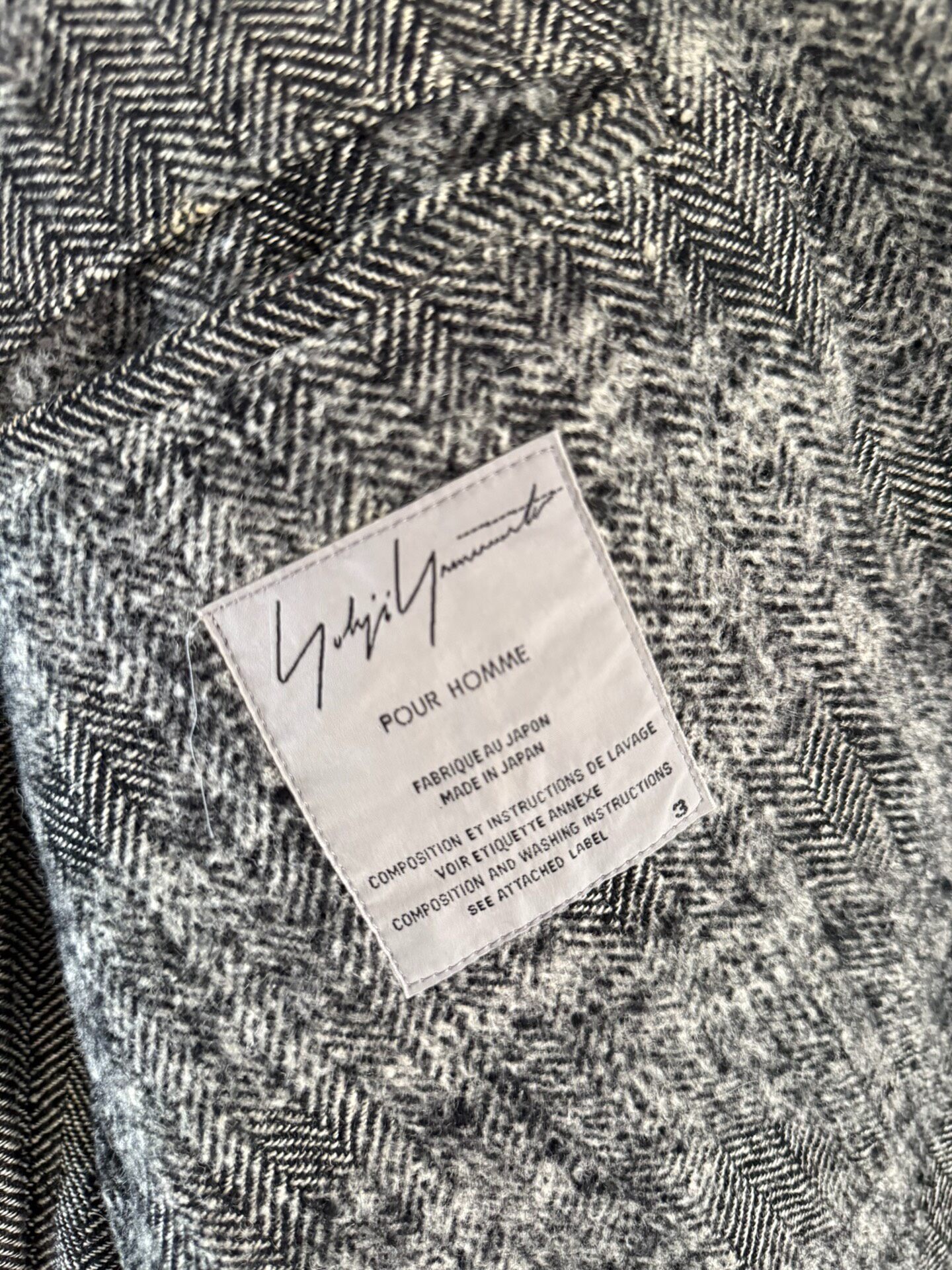 Yohji Yamamoto 11aw Herringbone Blazer — back