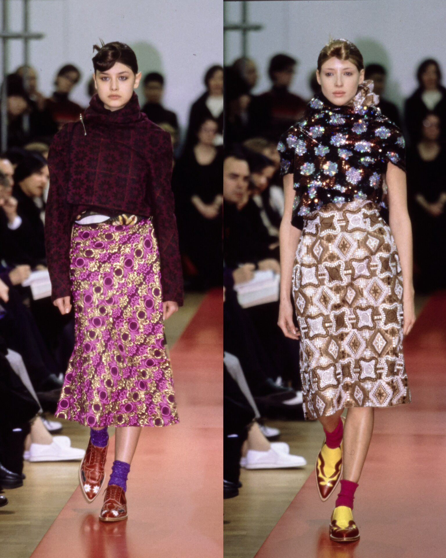 Comme des Garcons Midi Embroidered Skirt — front