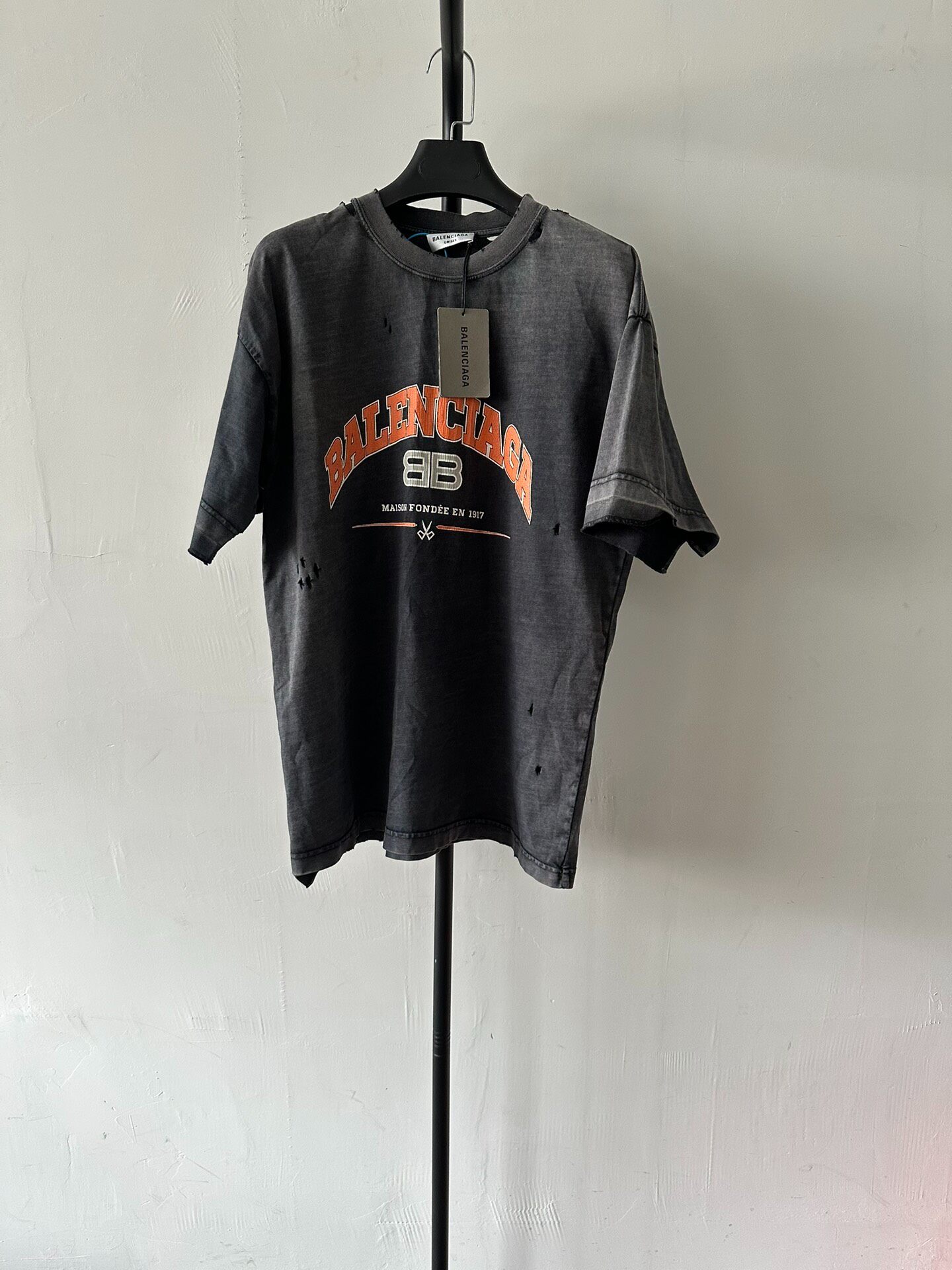 Balenciaga Distressed BB Logo Tee