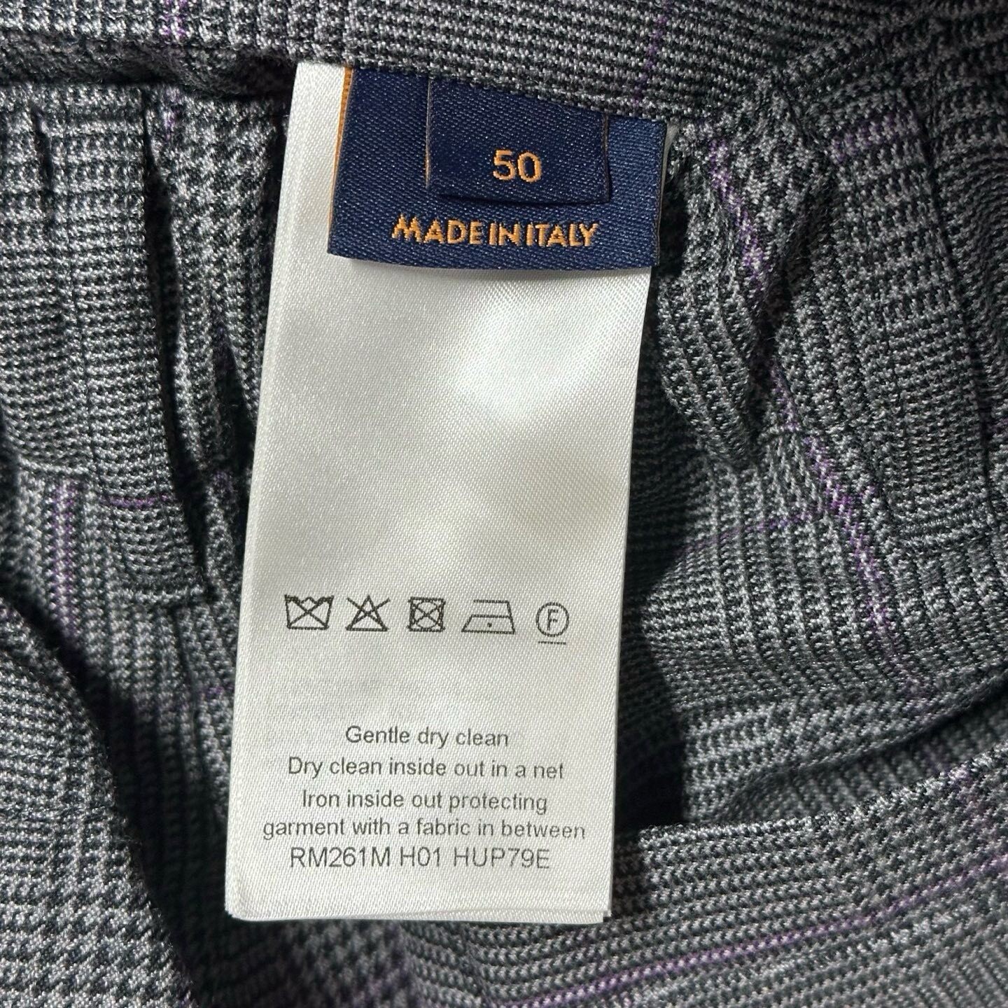 Louis Vuitton SS26 Beaded Plaid Trousers — label