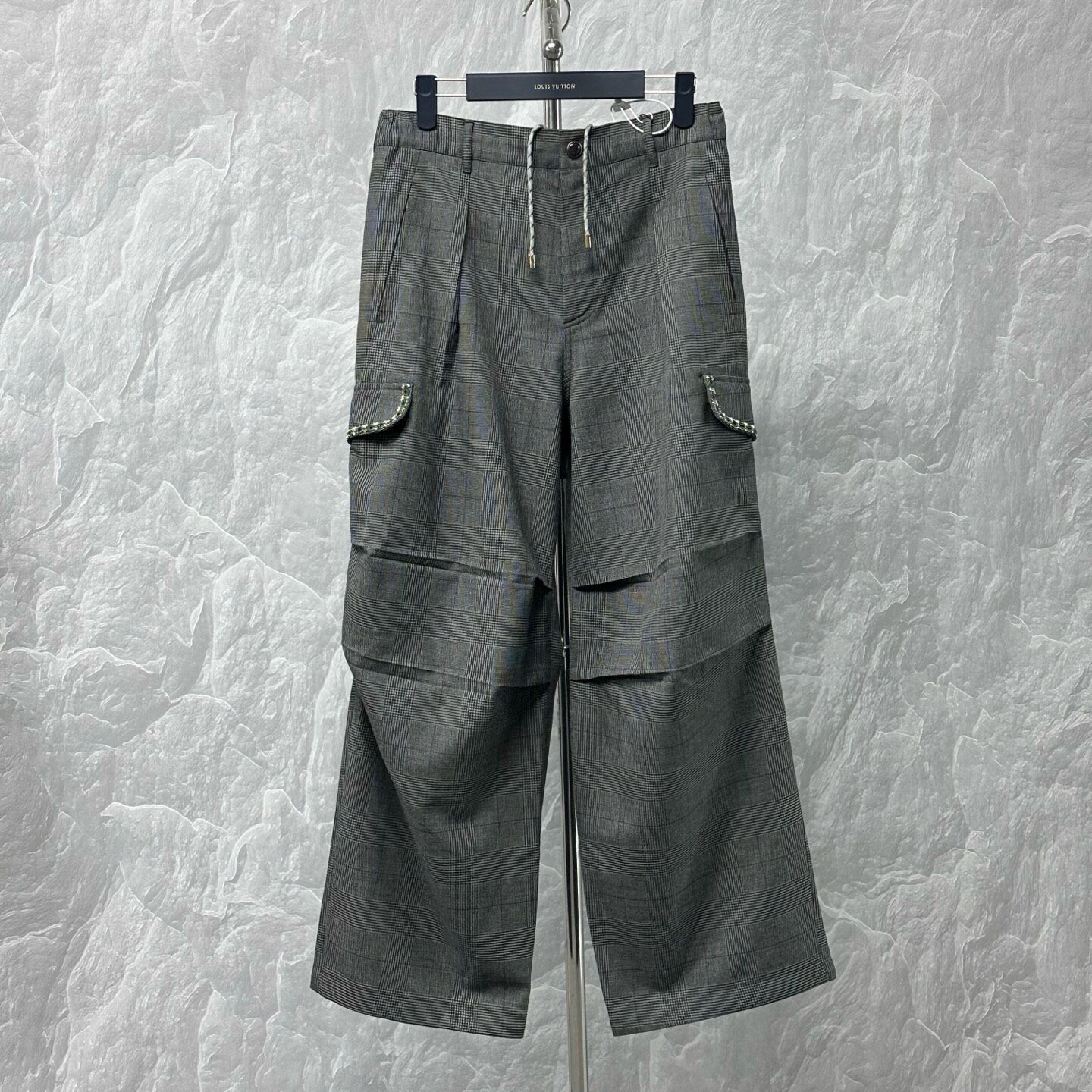 Louis Vuitton SS26 Beaded Plaid Trousers — front