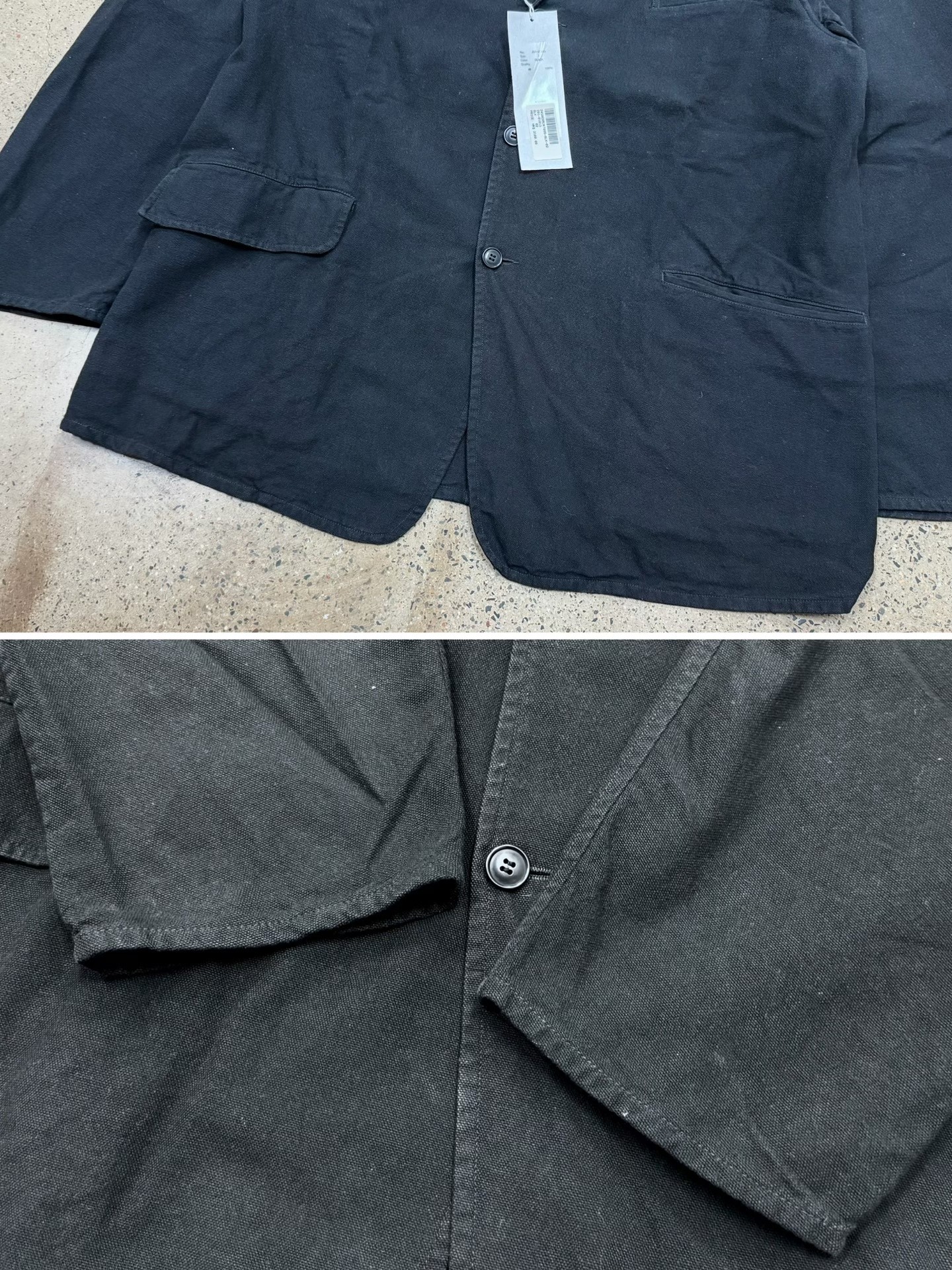 Comoli 24ss Black Cotton Duck Jacket — label
