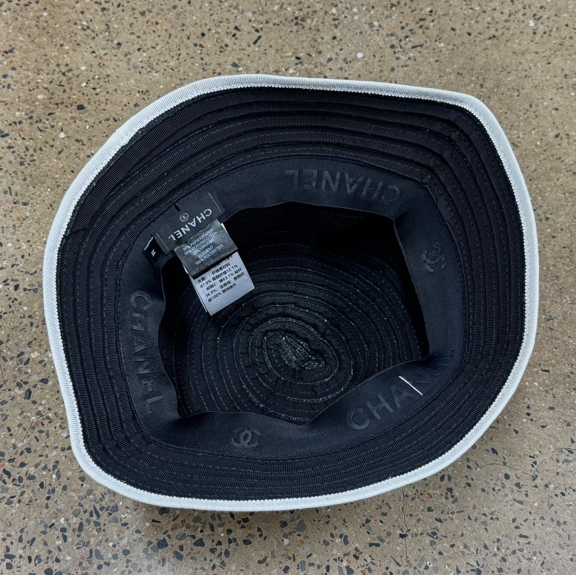 Chanel CC Woven Bucket Hat M Size — label