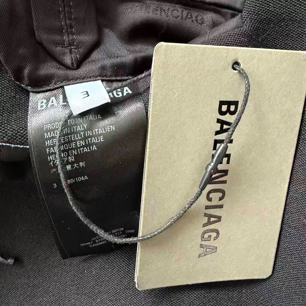 Balenciaga FW21 Men's Black Overcoat — label