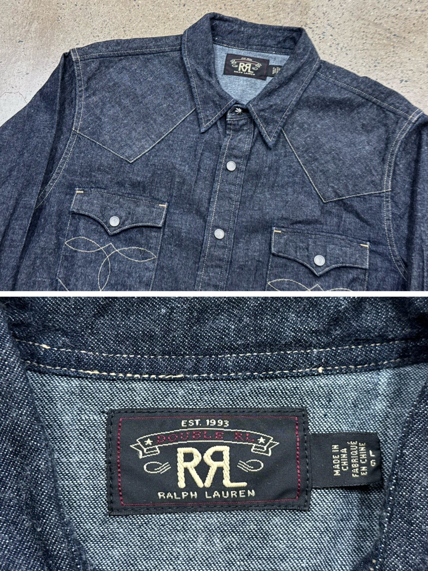 RRL Double RL Western Denim Shirt — label