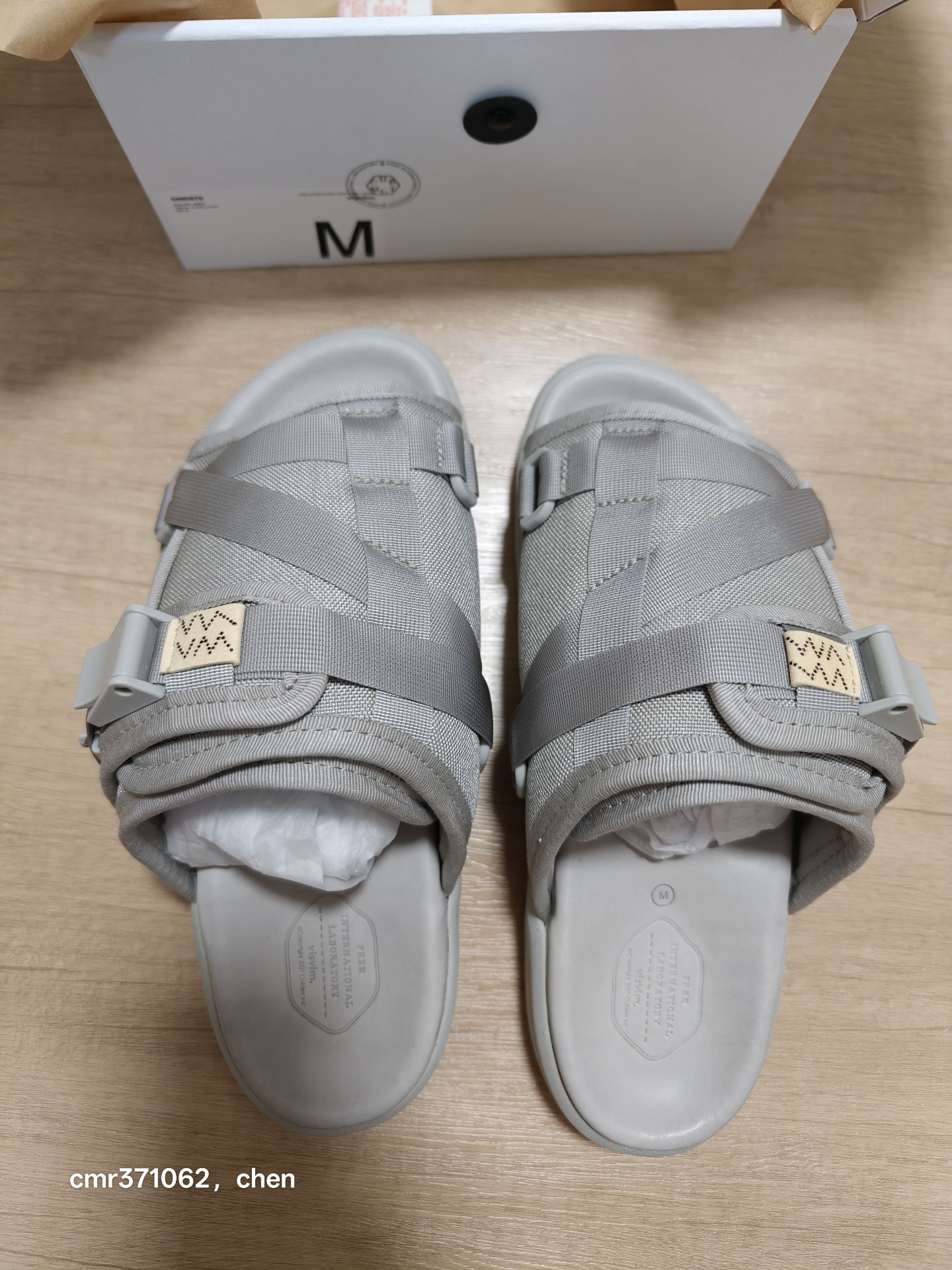 Visvim 26SS Spot Christo Gray Slide — front