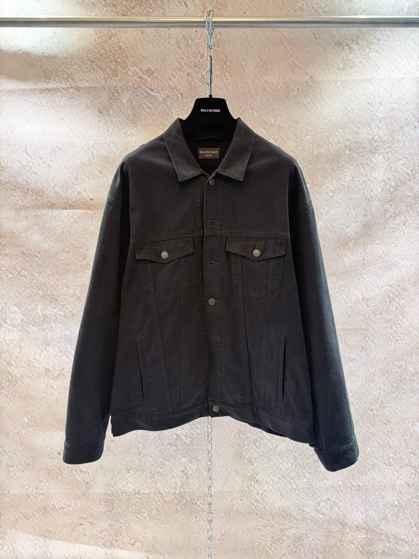Balenciaga Black Denim Jacket — detail
