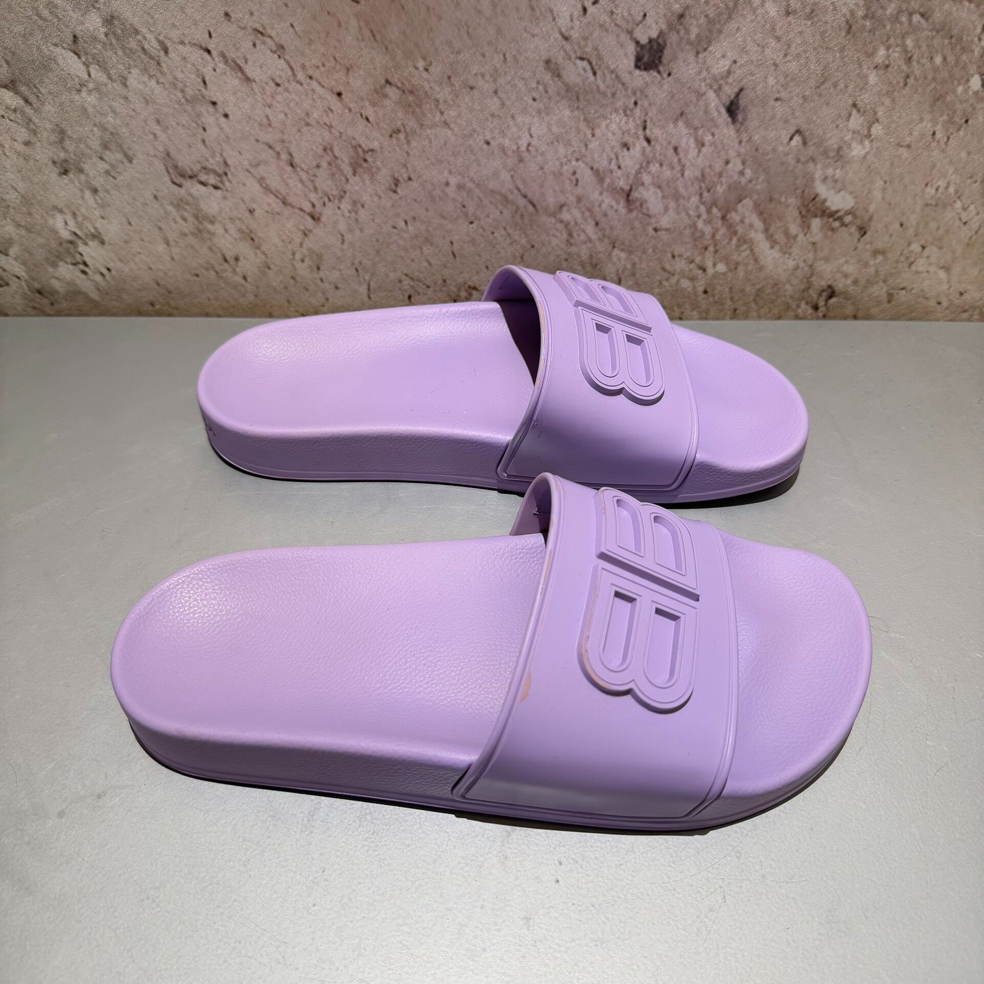 Balenciaga Purple Pool Slide Slippers — back