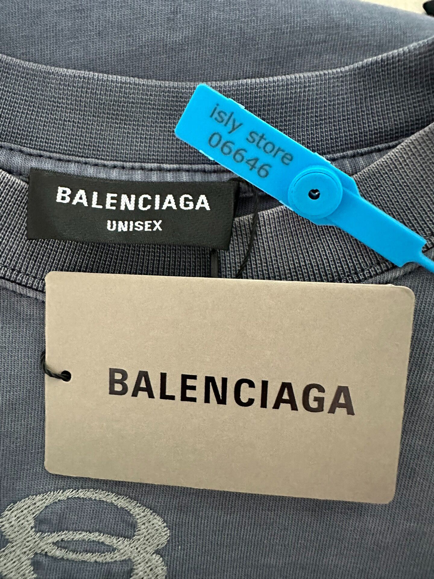 Balenciaga Unity Blue Short Sleeve T-Shirt — label
