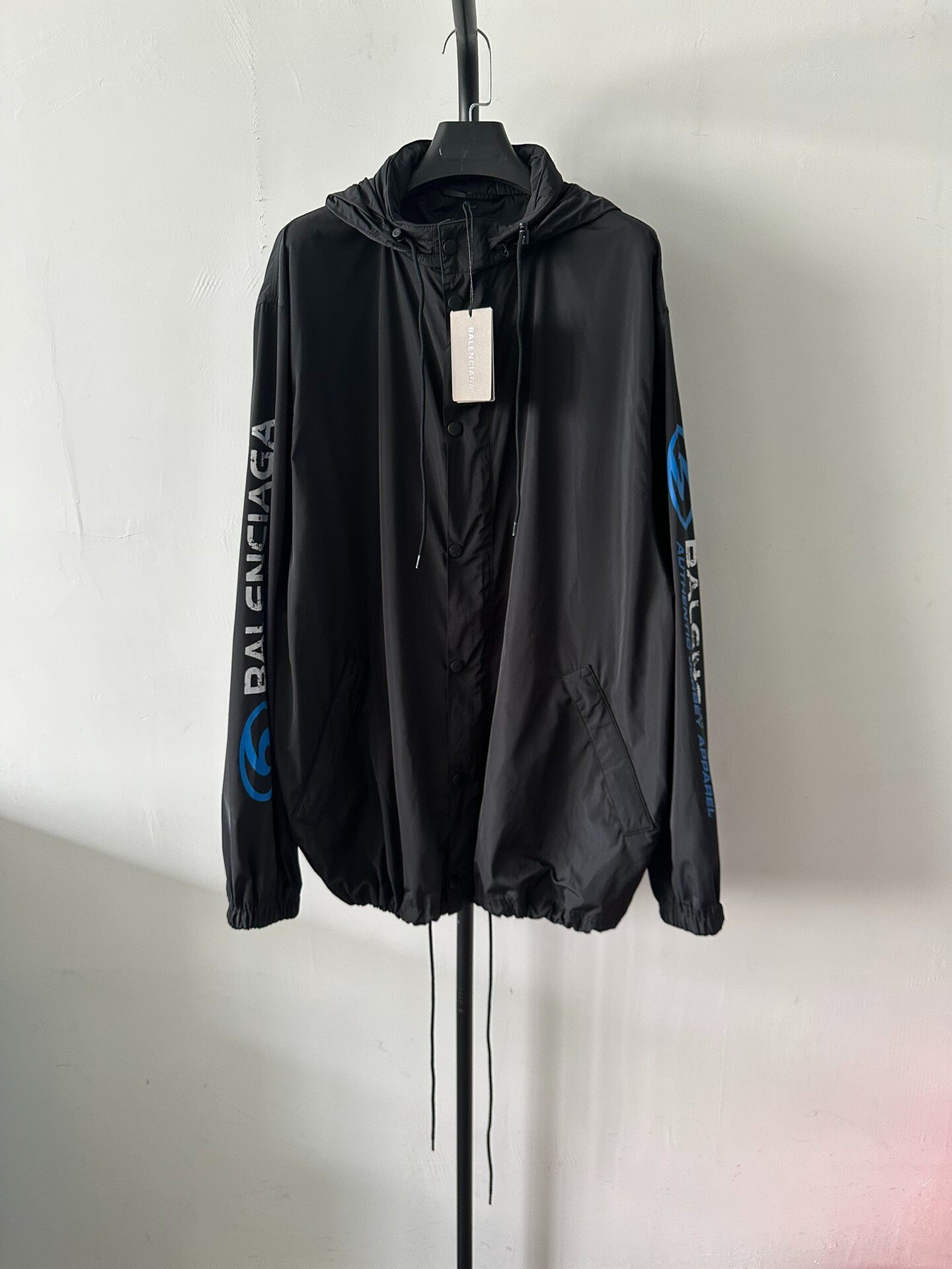 Balenciaga Men’s Black Logo Jacket — front