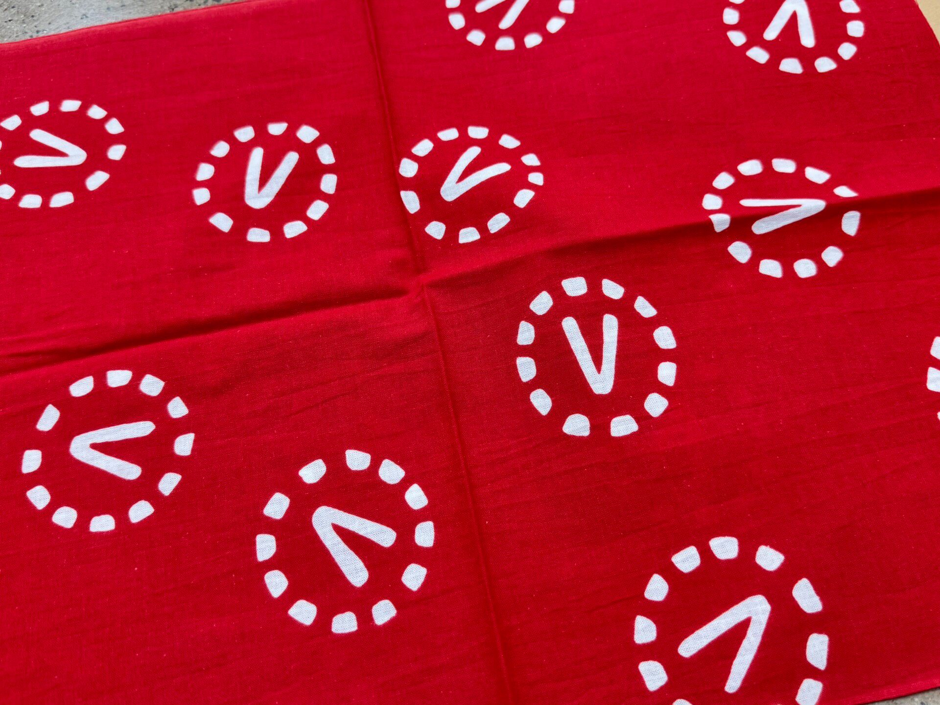 Visvim Red Bandana V Logo Scarf — label