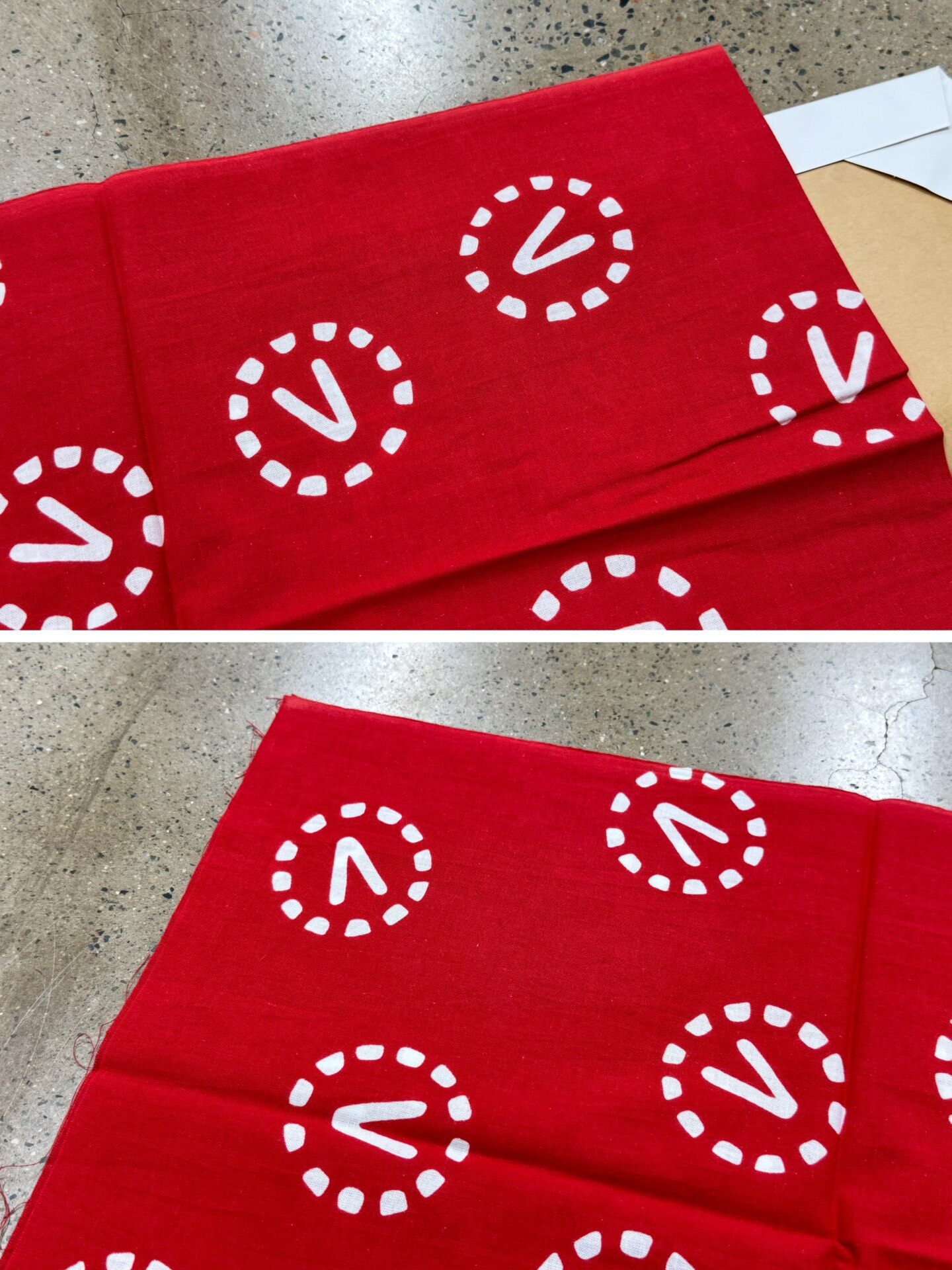 Visvim Red Bandana V Logo Scarf — detail