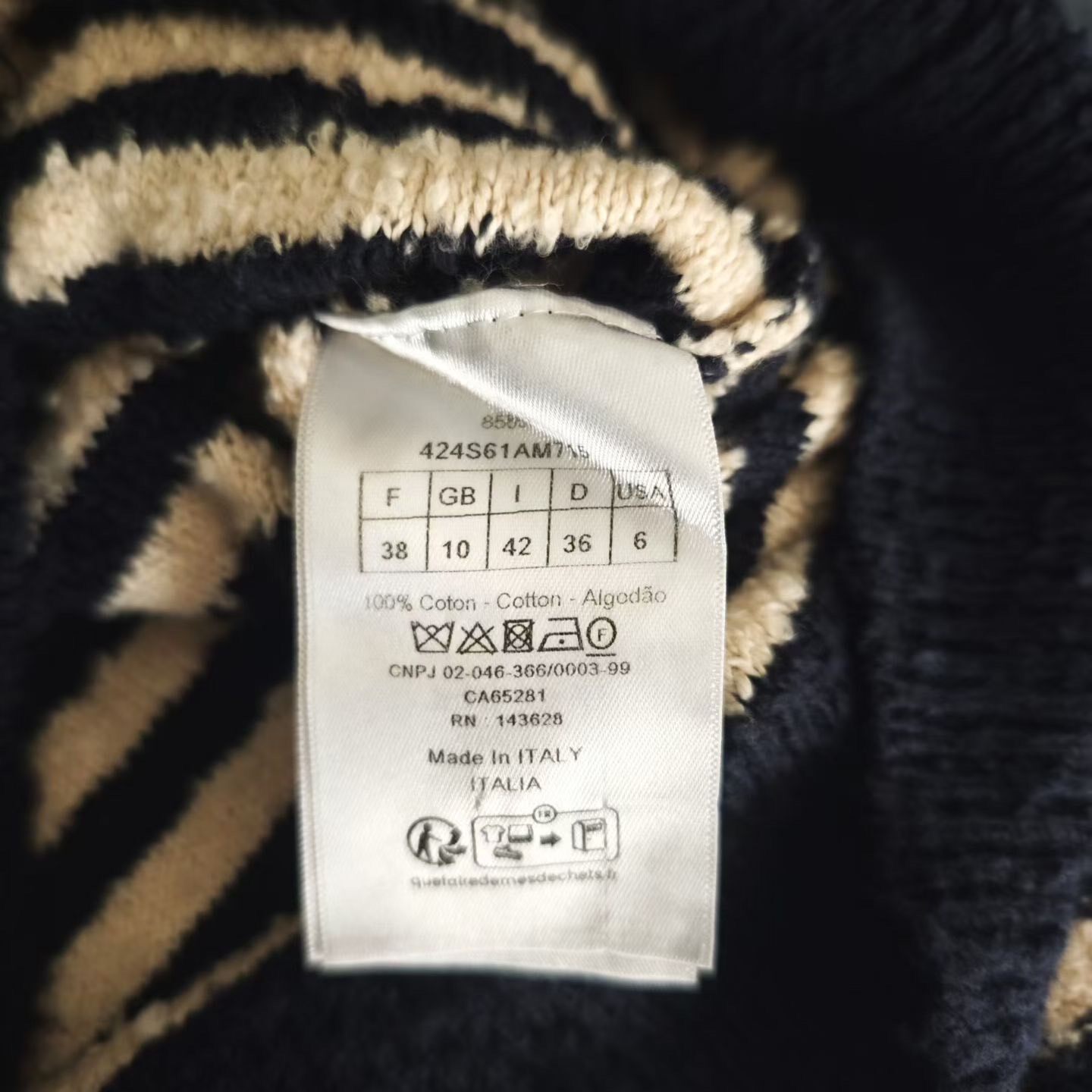 Christian Dior Striped Navy Knit Sweater — back