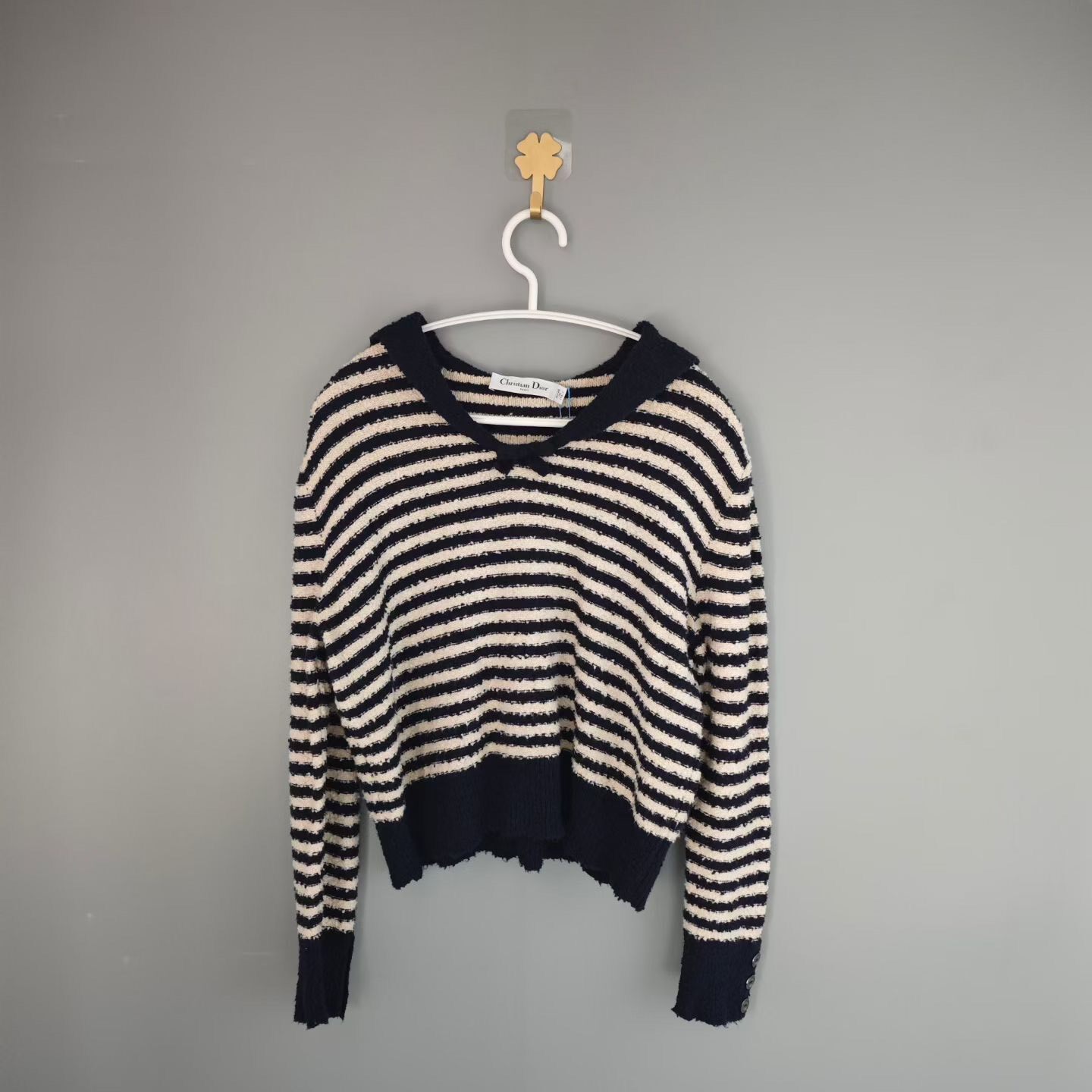 Christian Dior Striped Navy Knit Sweater