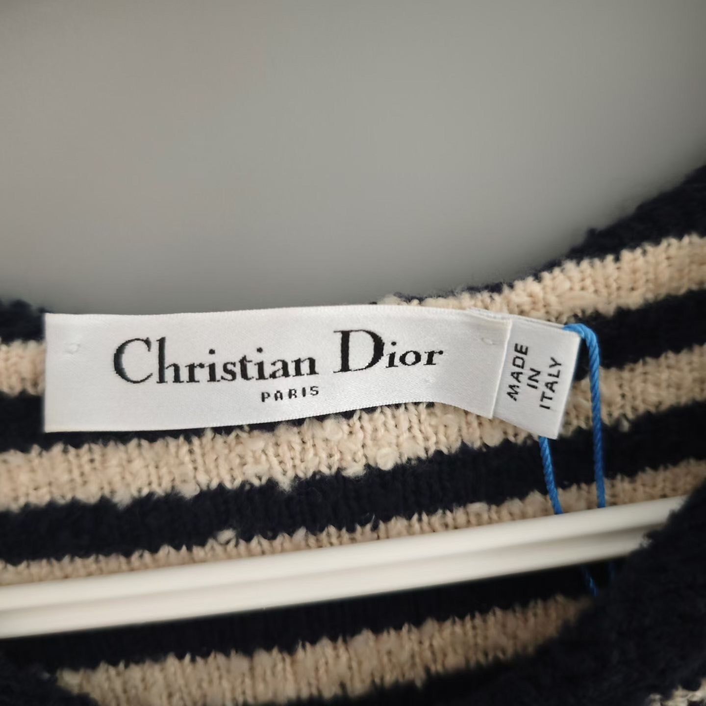 Christian Dior Striped Navy Knit Sweater — detail