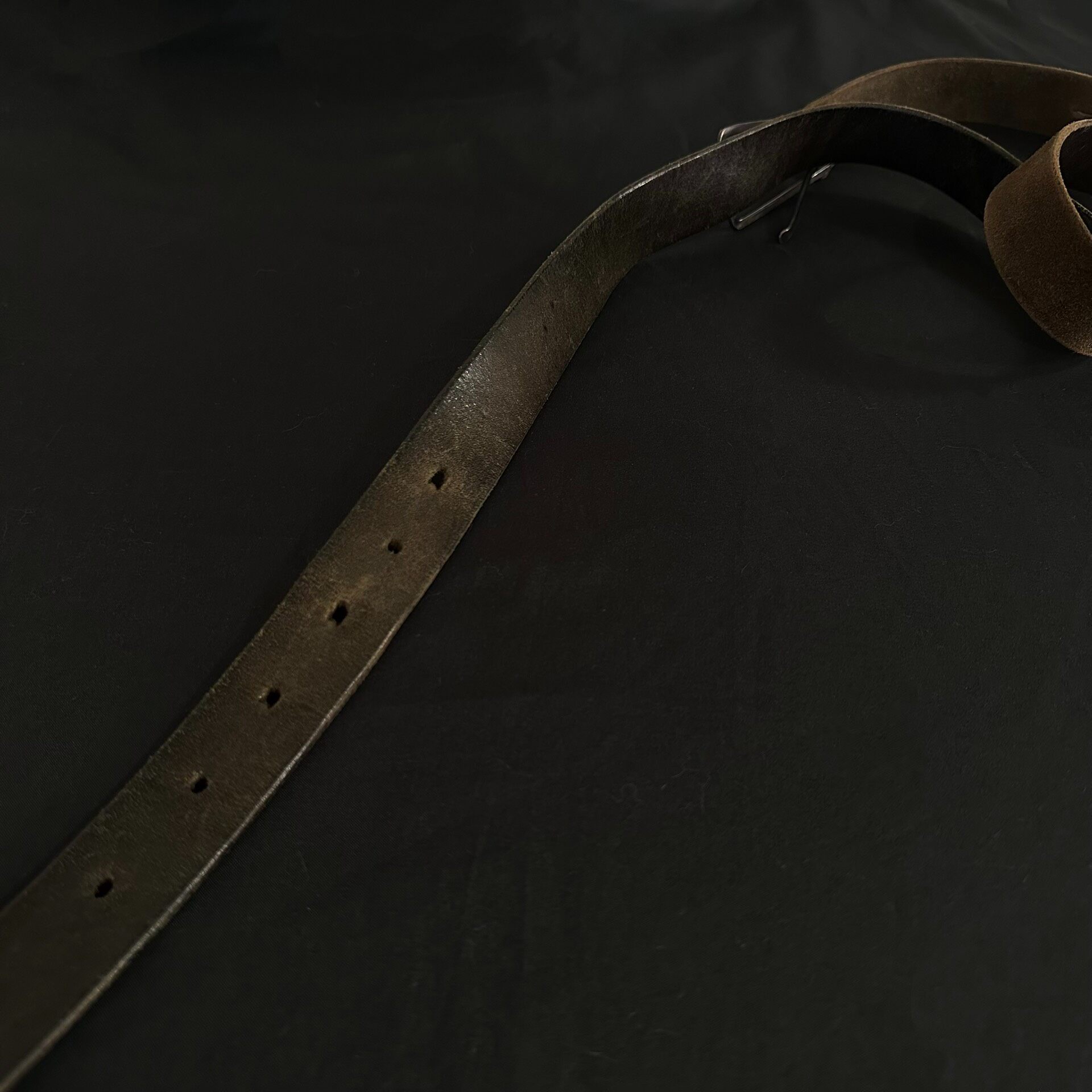 m.a+ Oxidized Silver Buckle Leather Belt — label