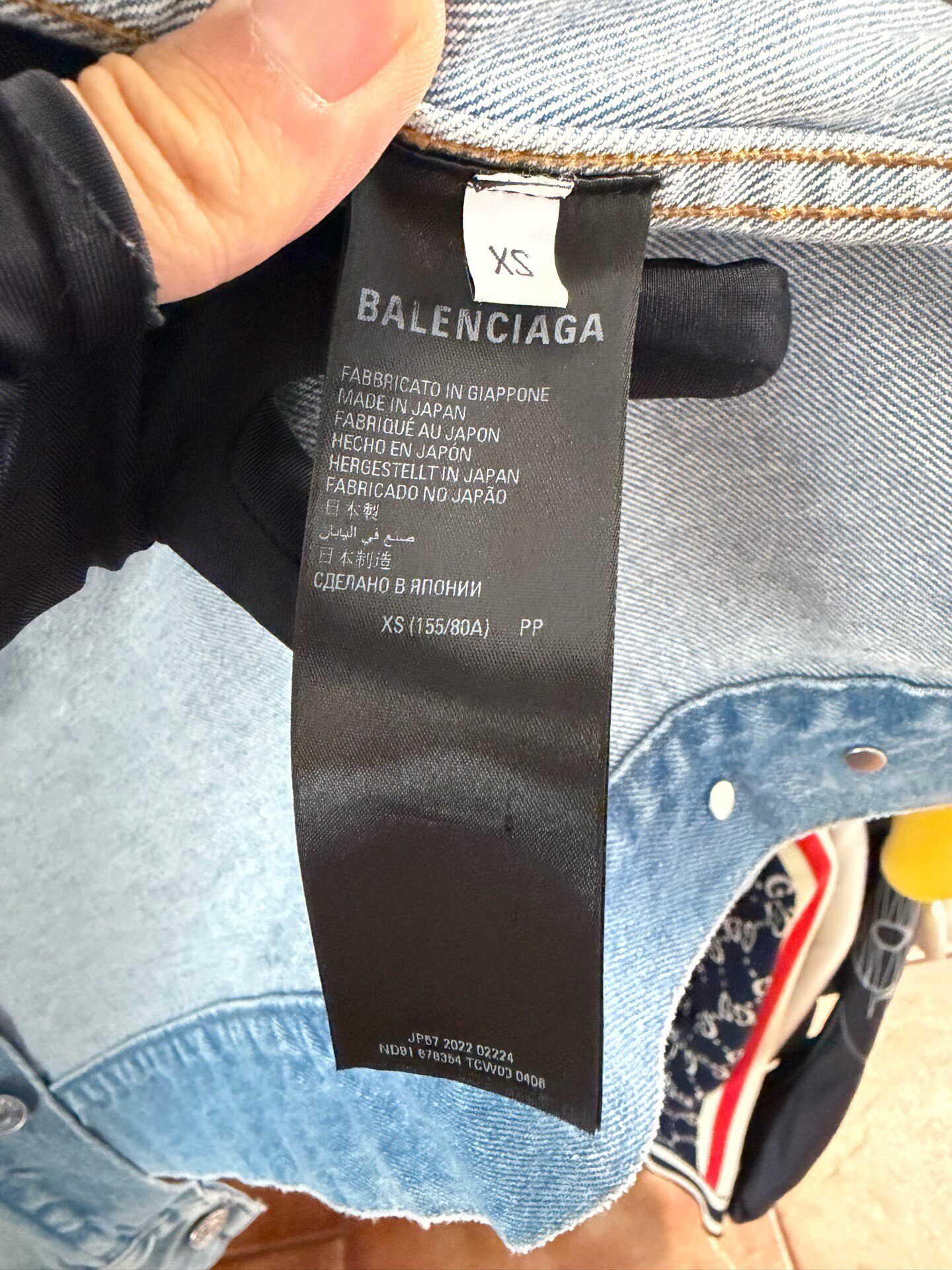 Balenciaga Light Blue Denim Jacket Pink BB Logo — back