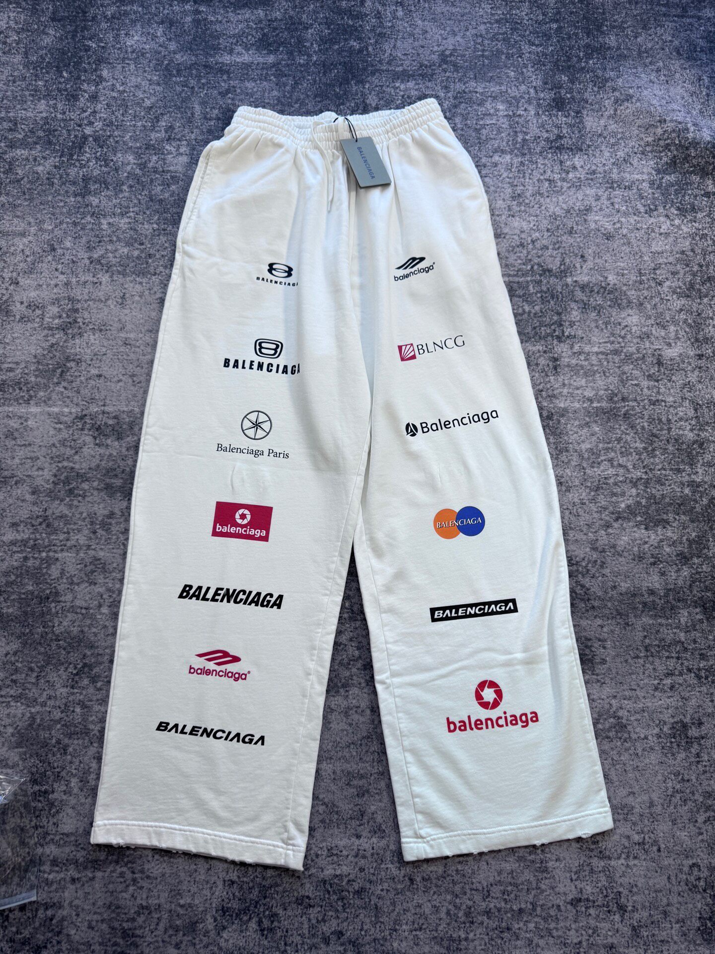 Balenciaga White Racing Logo Sweatpants
