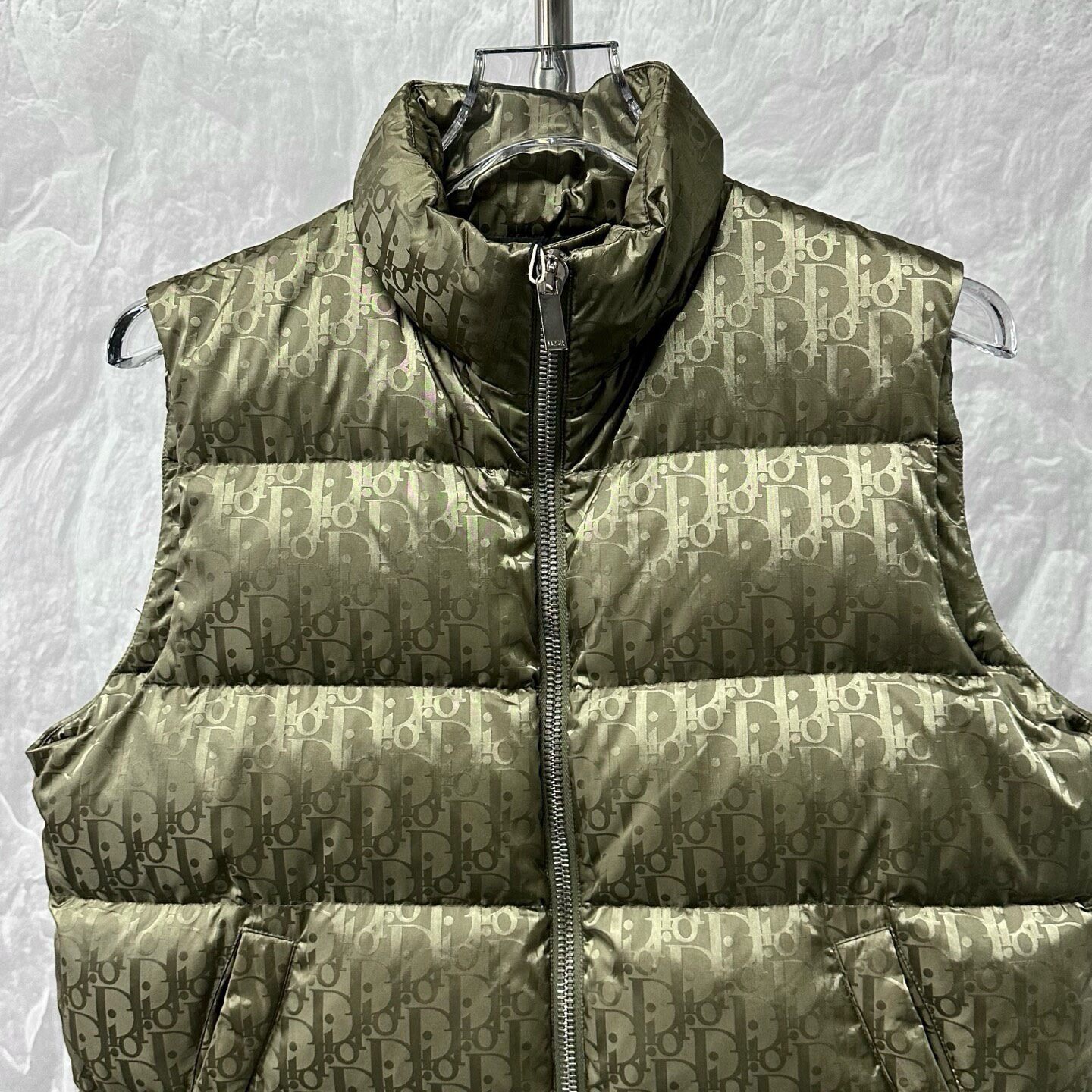Dior Olive Monogram Puffer Down Vest — front