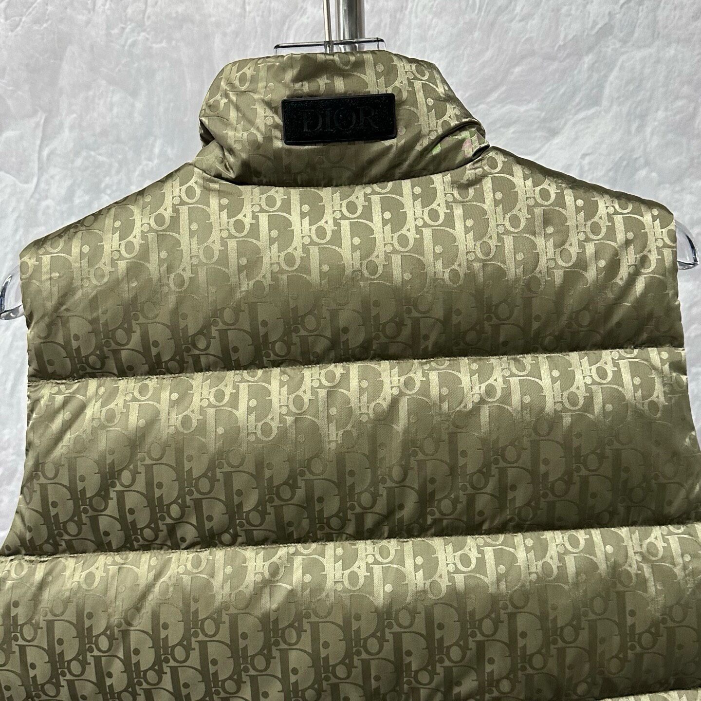 Dior Olive Monogram Puffer Down Vest — detail