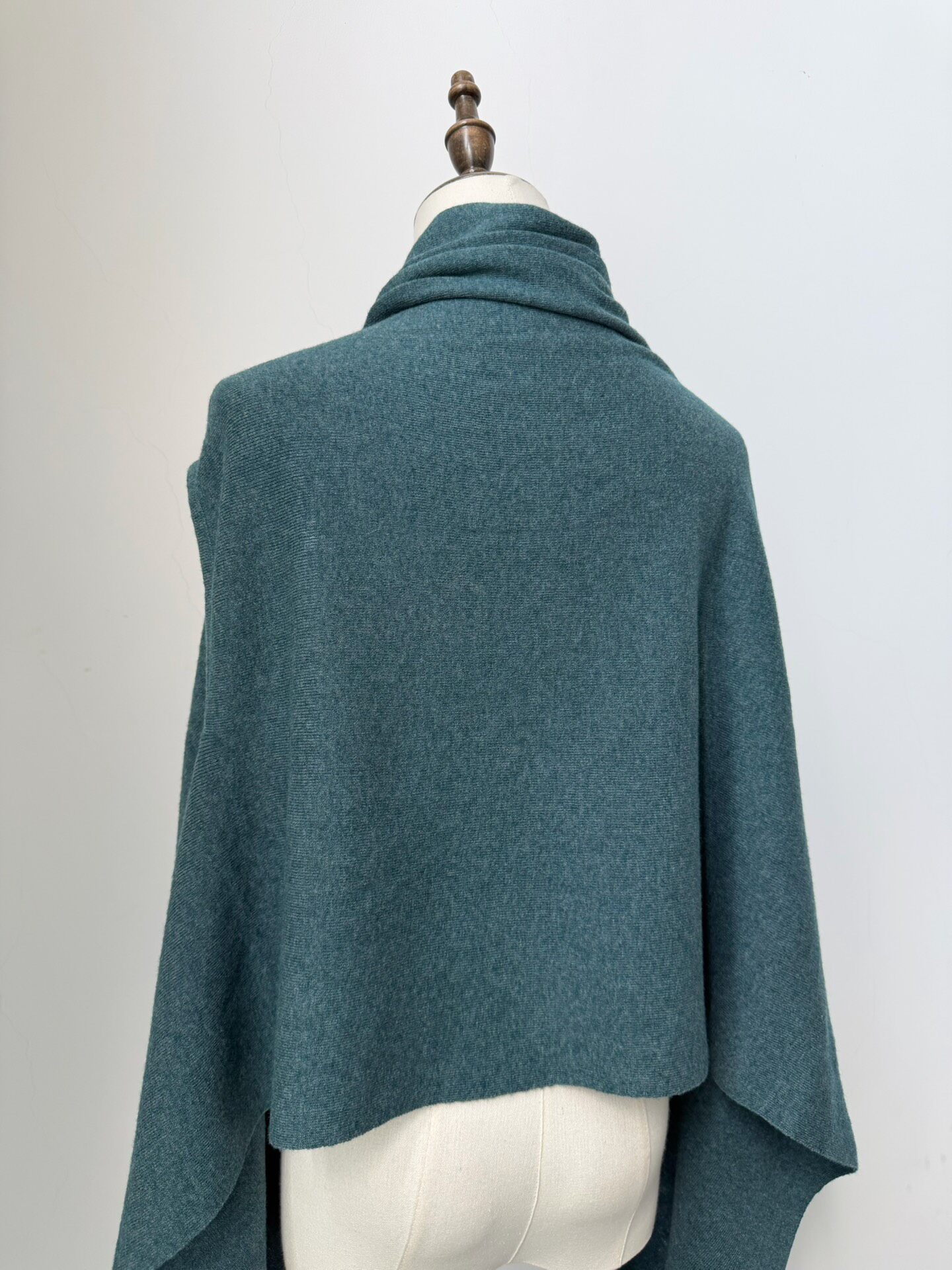 Y's for Living Lake Green Knitted Shawl — label