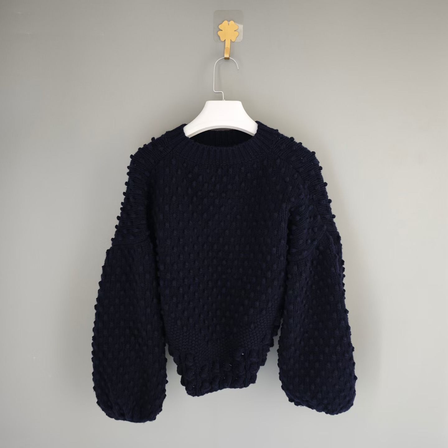 Dior Black Wool Bubble Sleeve Sweater — front