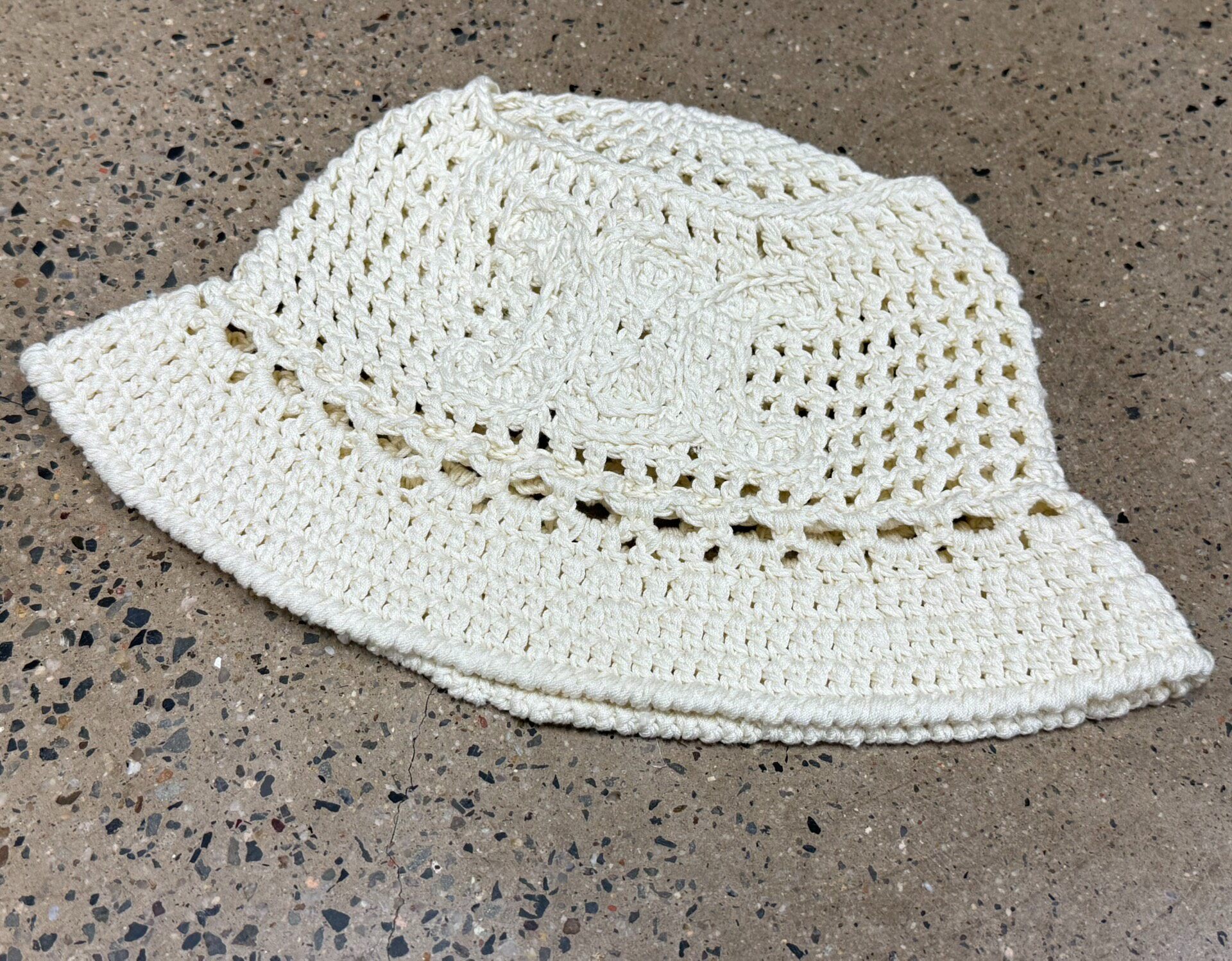 Celine Triomphe Crochet Bucket Hat — label