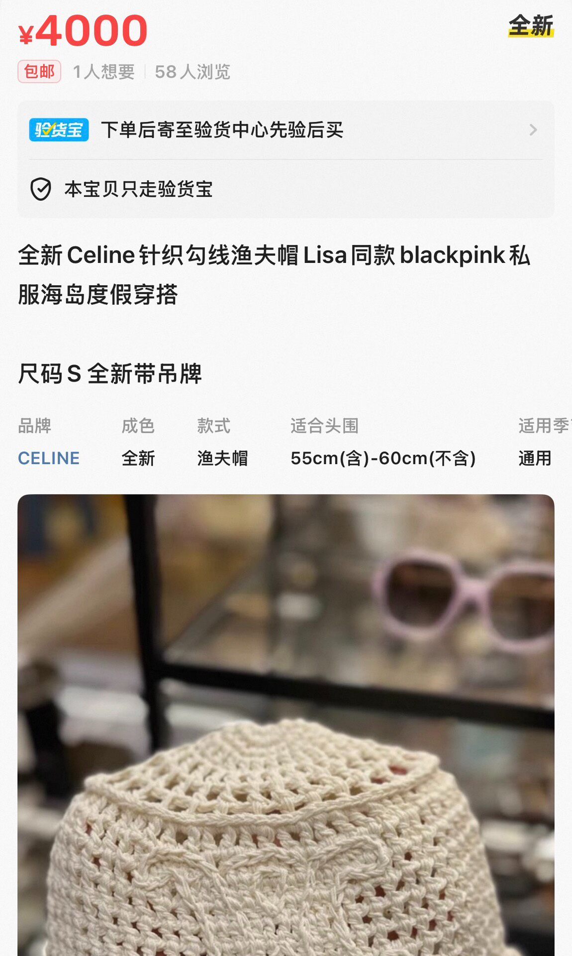 Celine Triomphe Crochet Bucket Hat — back