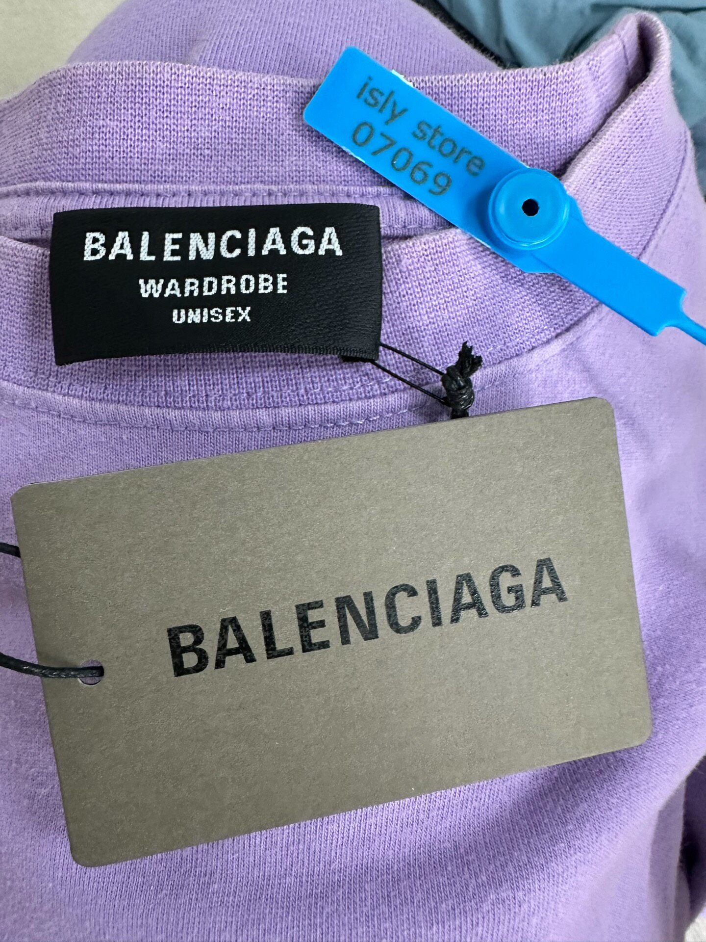 Balenciaga Women's Purple Logo T-Shirt — label