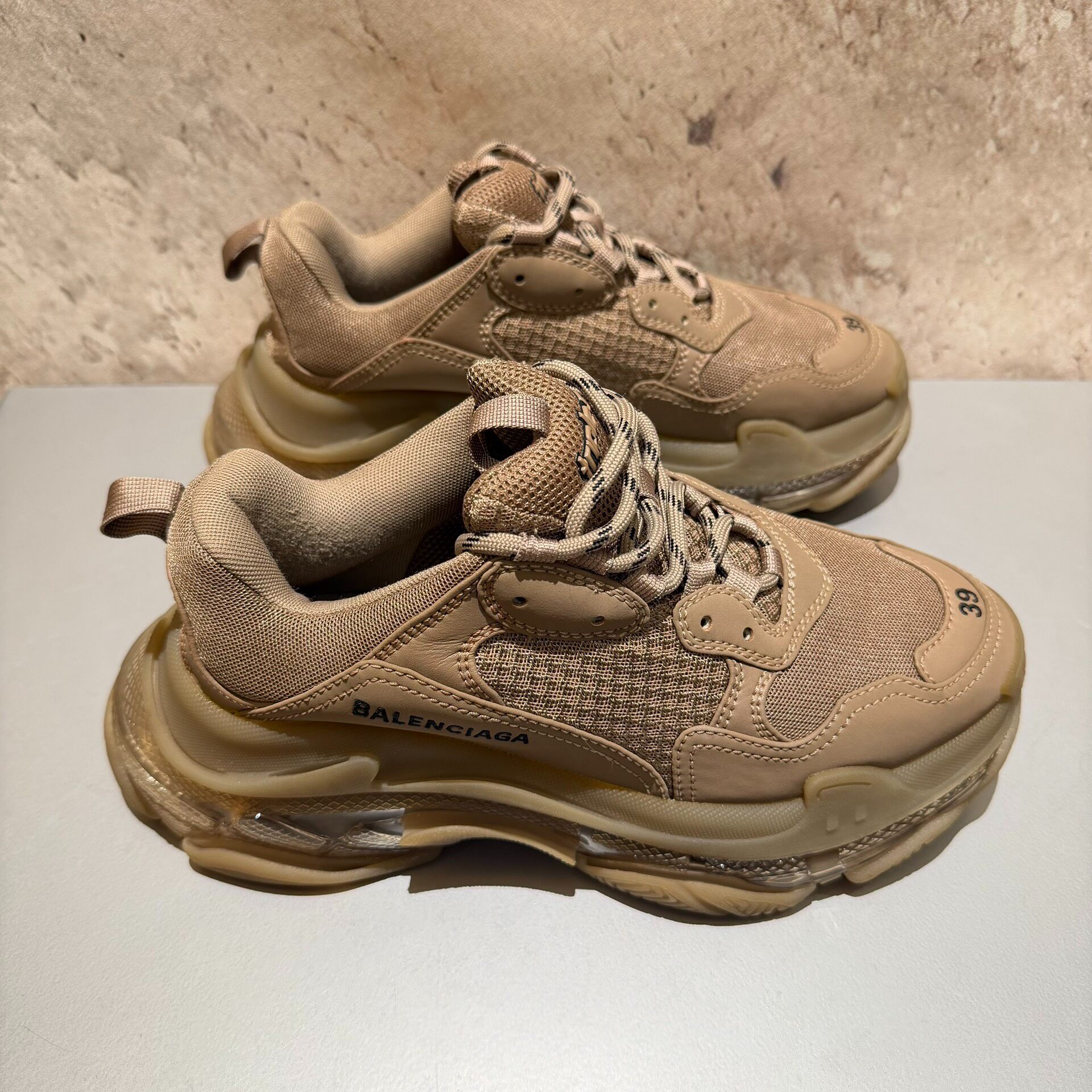 Balenciaga Triple S Beige Sneakers — back