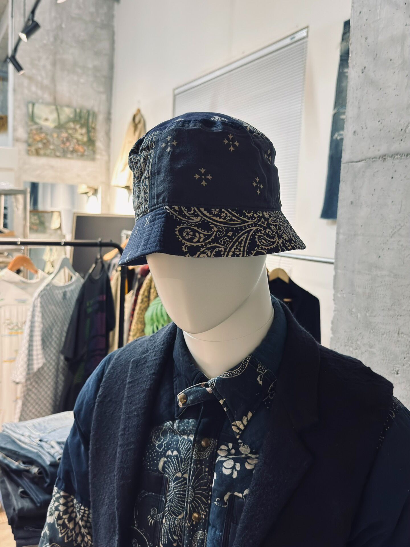 Visvim ICT Navy Dome Bucket Hat — front