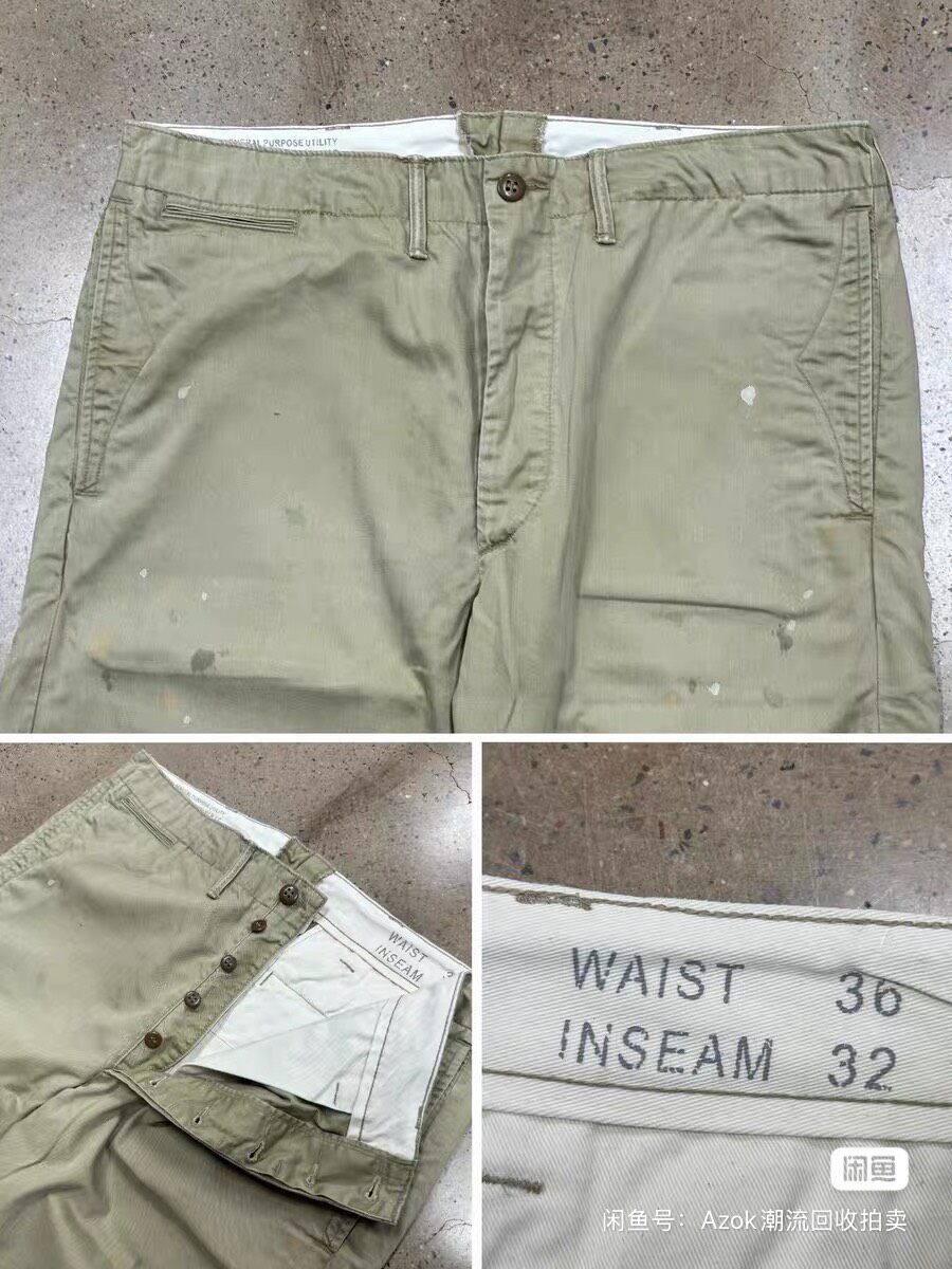 RRL Distressed Herringbone Officer Pants — label