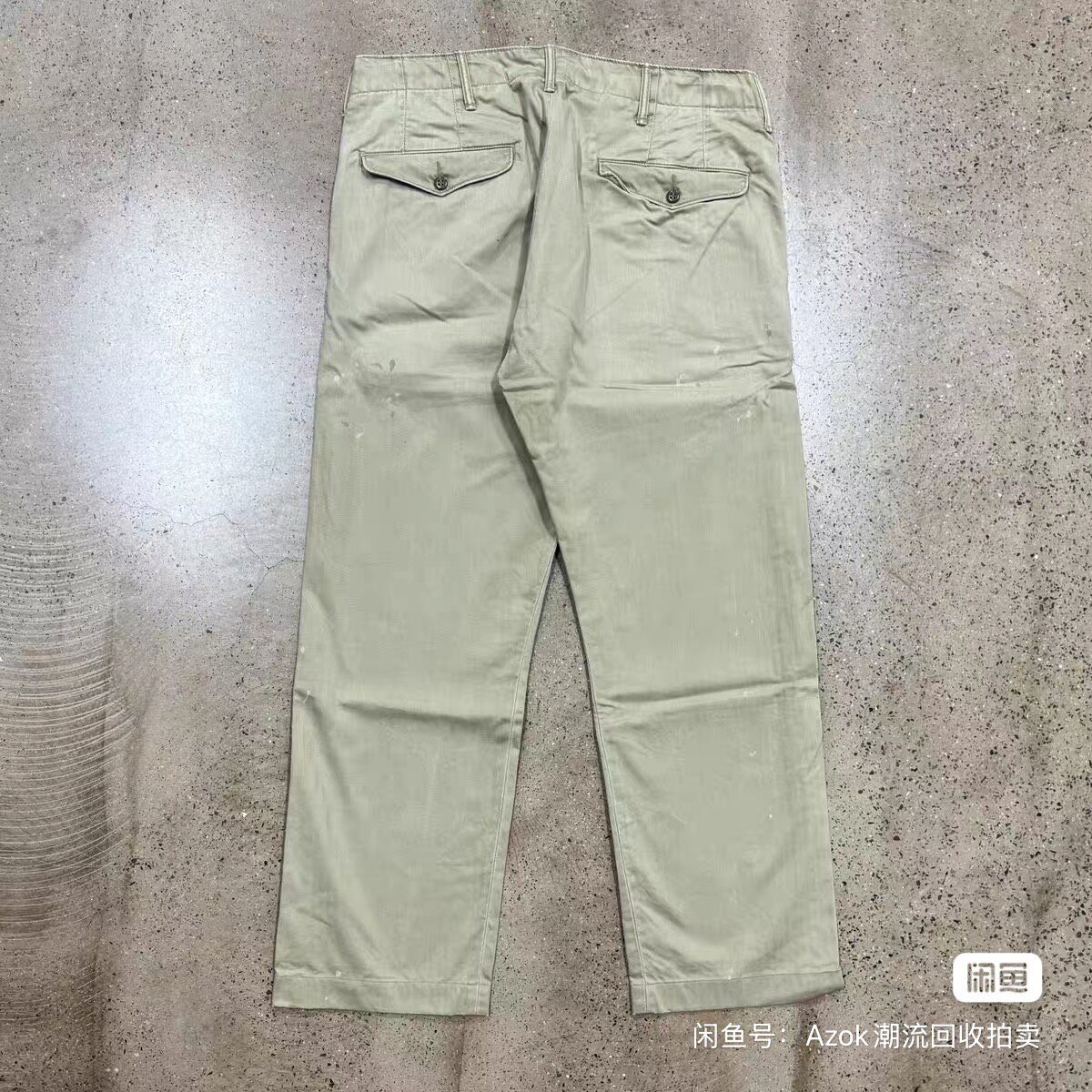 RRL Distressed Herringbone Officer Pants — detail