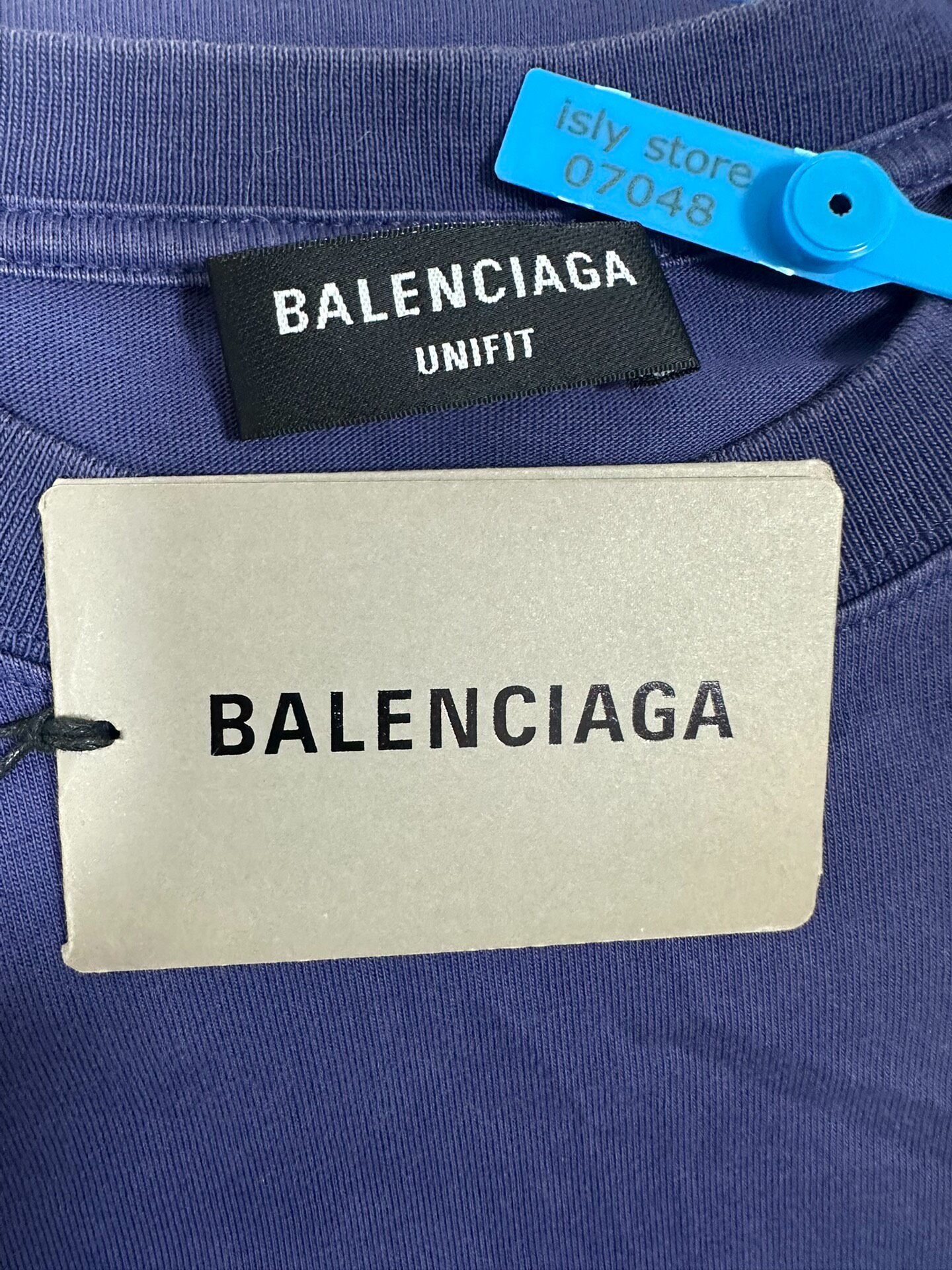 Balenciaga Blue Knit Men's T-Shirt — label
