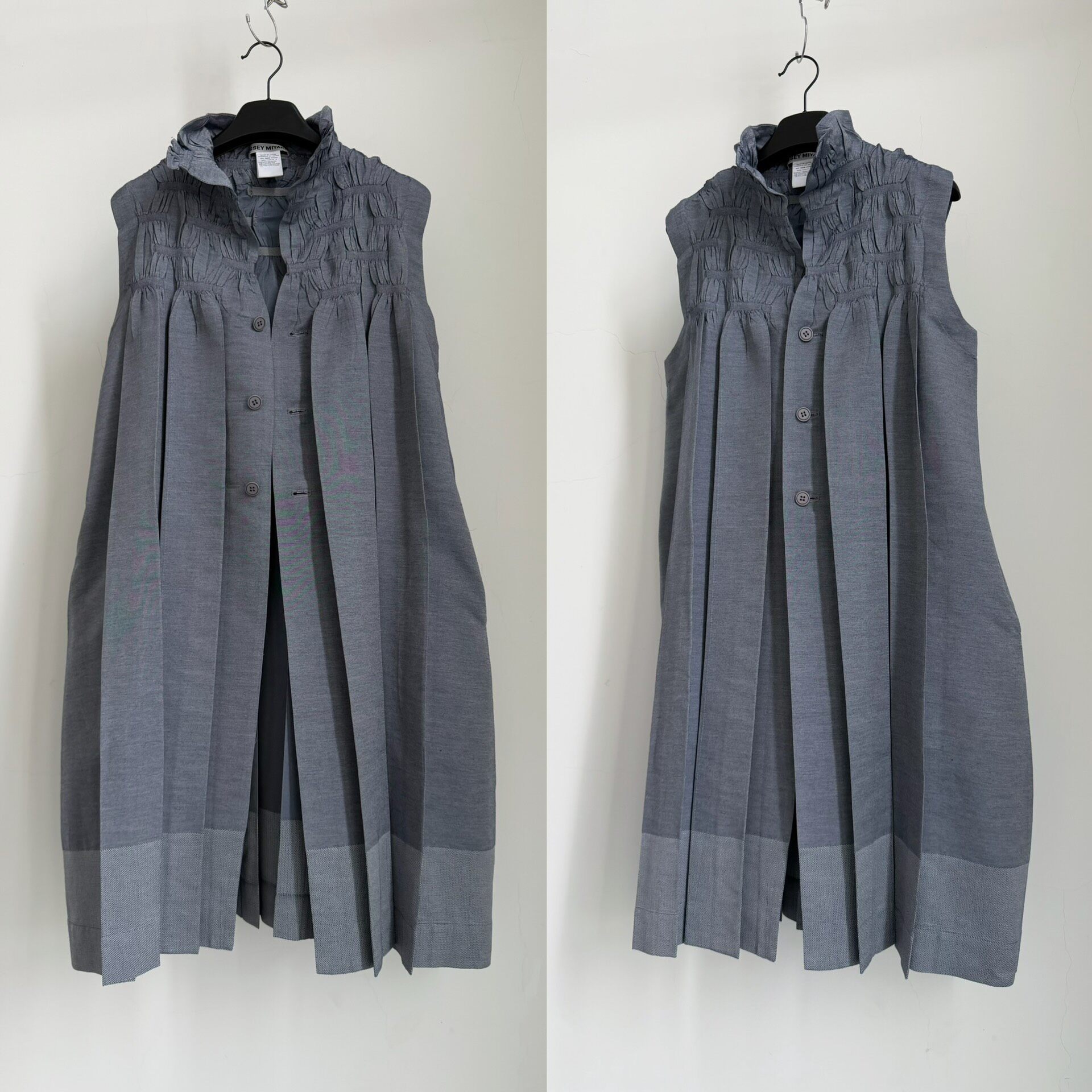 Issey Miyake Gray Sleeveless Dress — back
