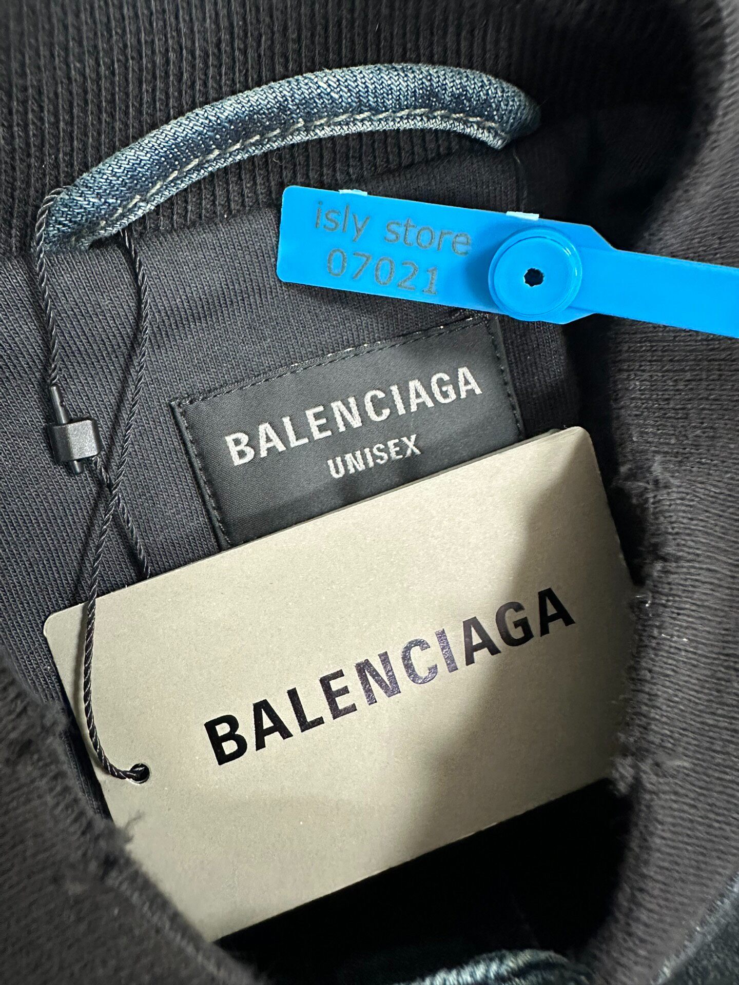Balenciaga Distressed Denim Bomber Jacket — back
