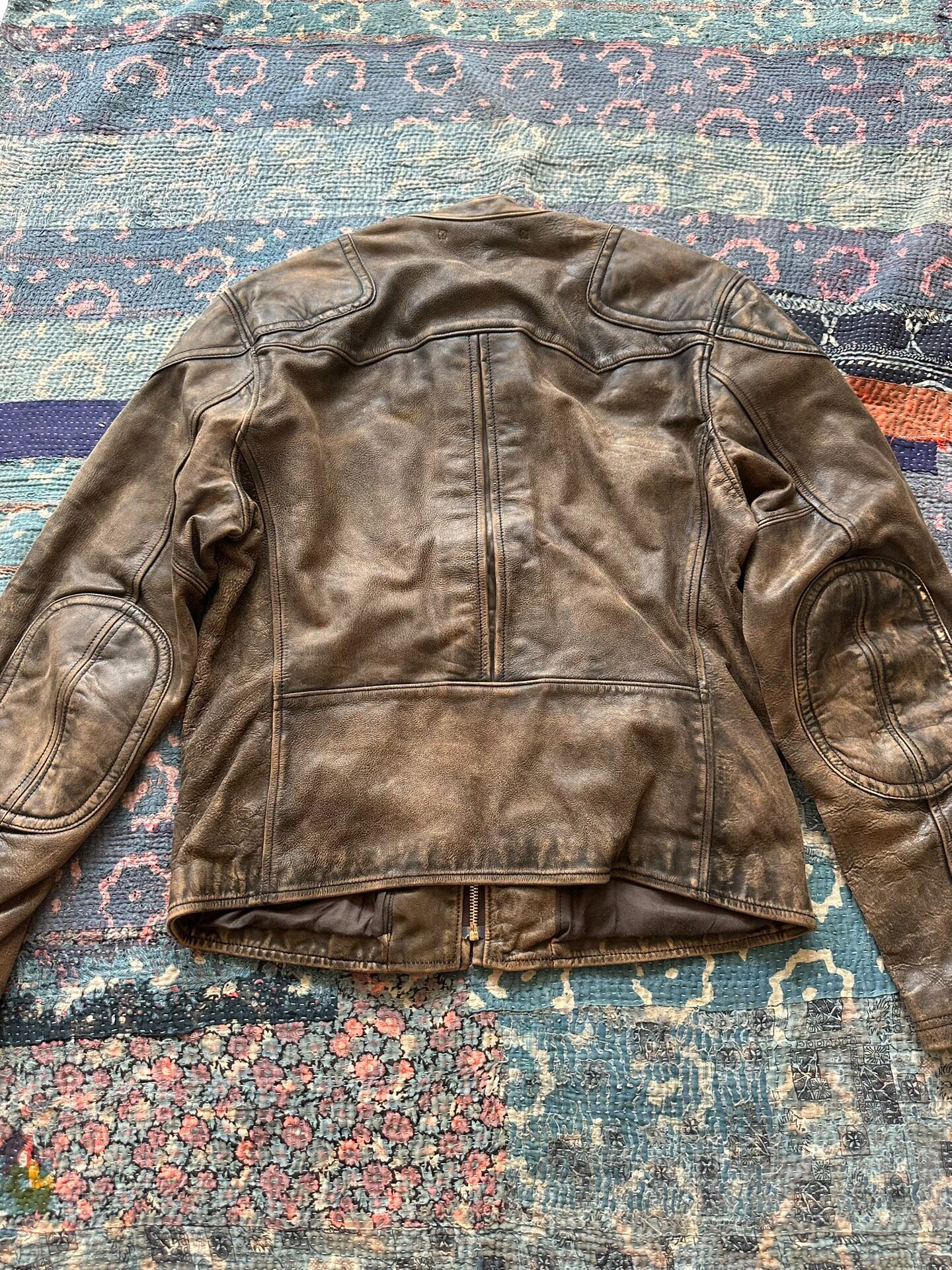 Distressed Brown RRL Leather Jacket Size M — label