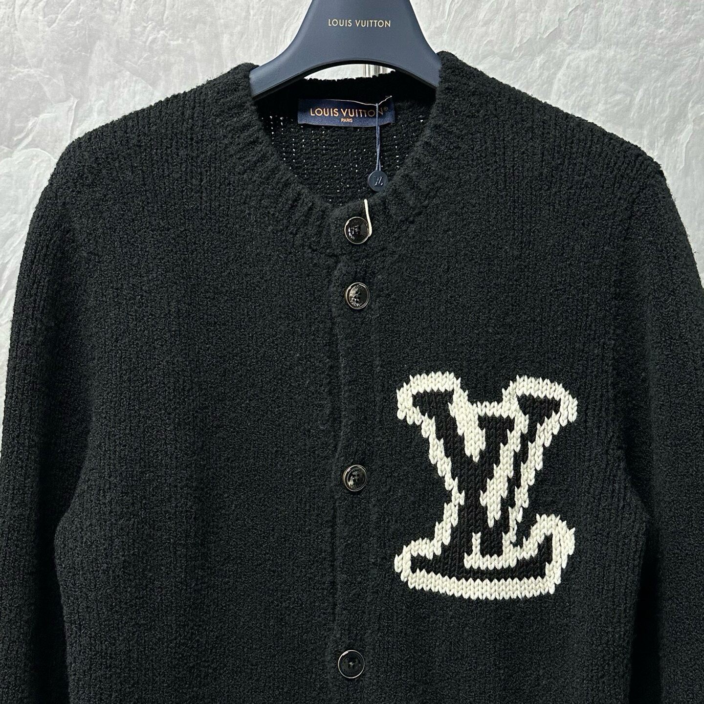 Louis Vuitton SS26 Logo Knit Cardigan — detail
