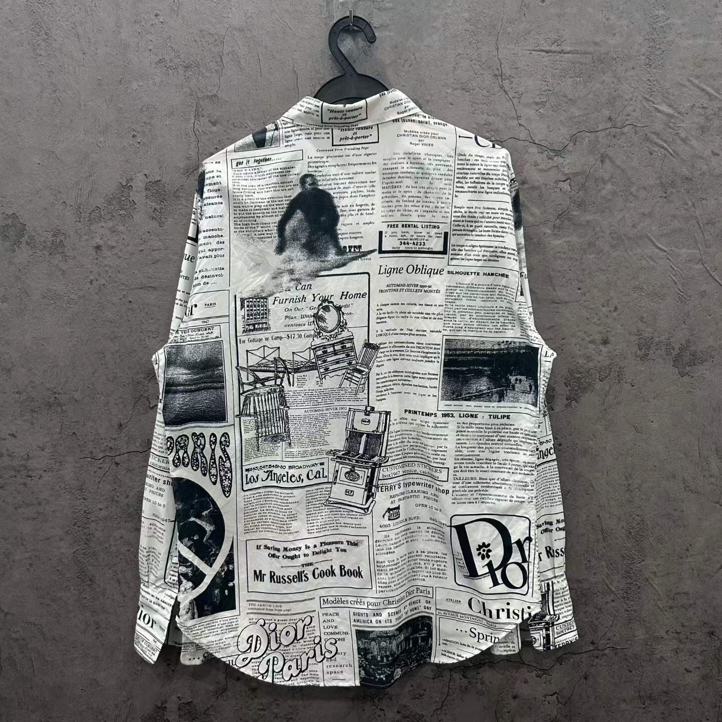 Dior Anti-War Newspaper Print Long Sleeve Shirt — front