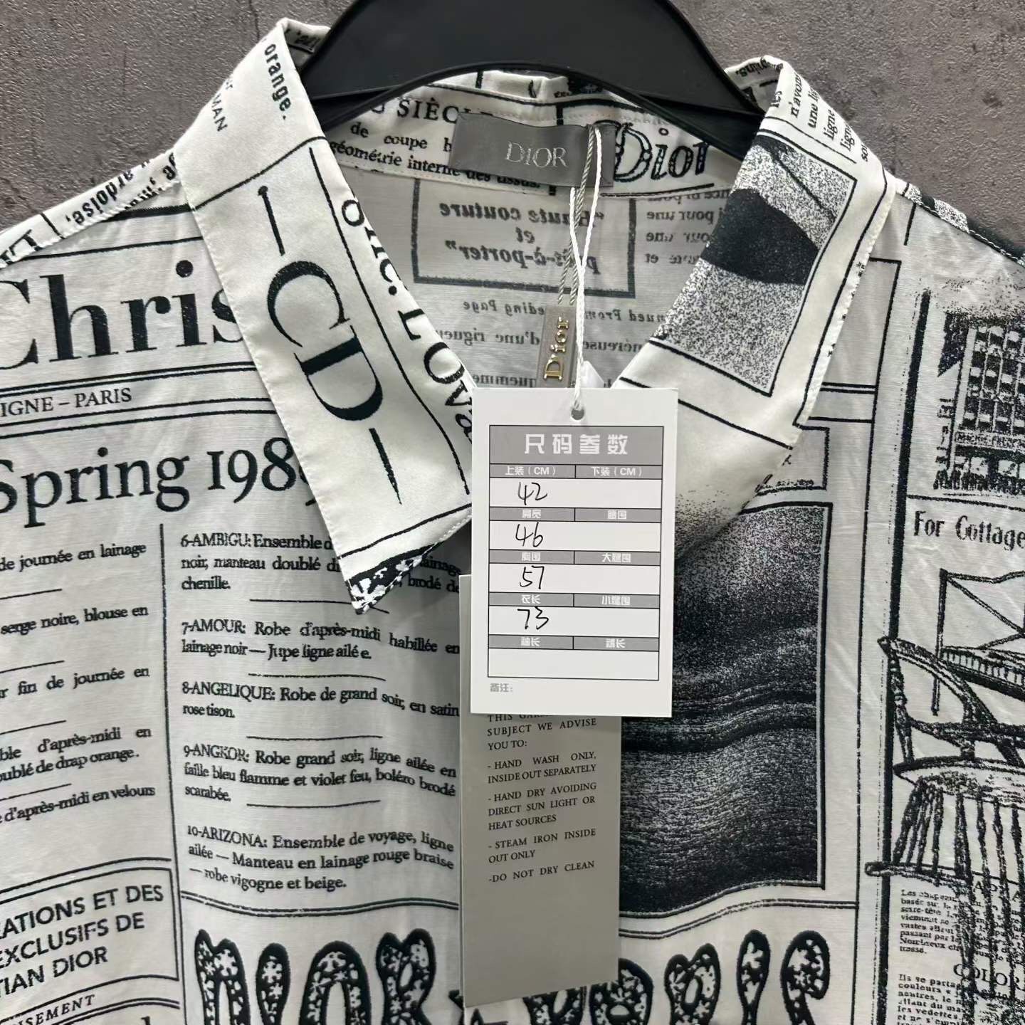 Dior Anti-War Newspaper Print Long Sleeve Shirt — back