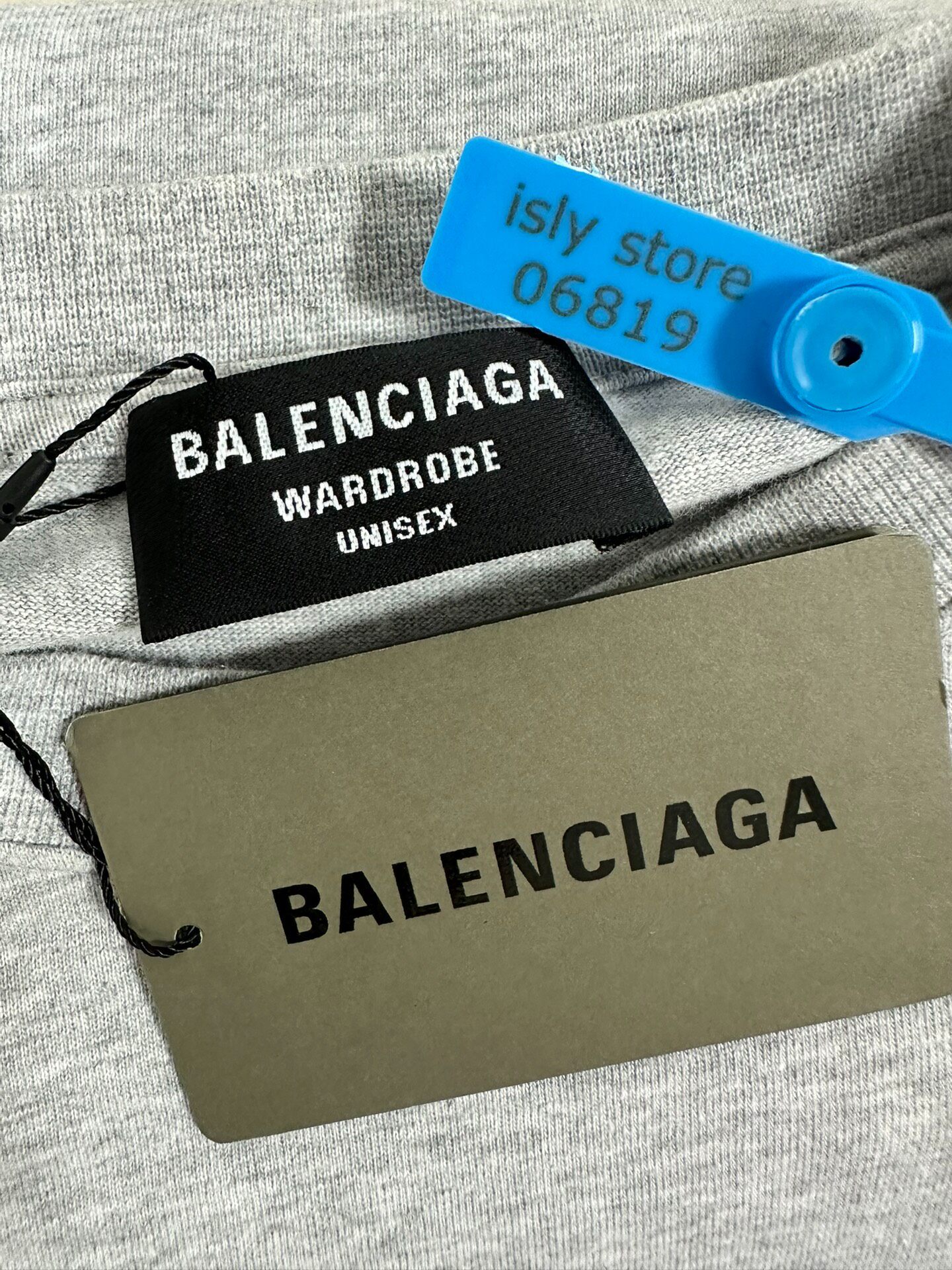 Balenciaga Men’s Gray Oversized T-Shirt — label