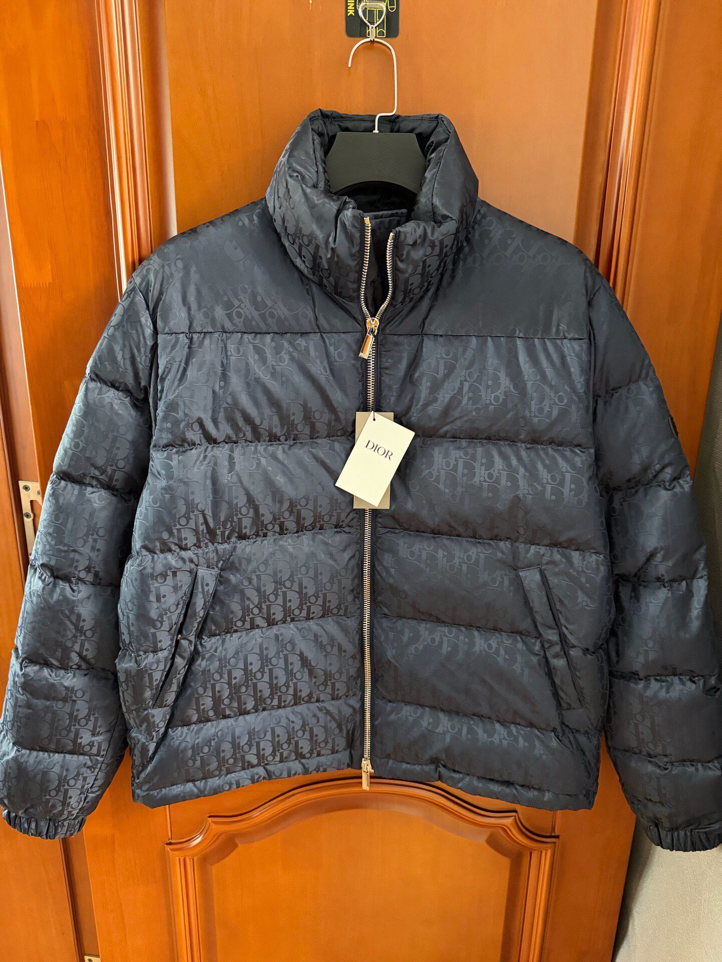 Dior Navy All-Logo Puffer Jacket