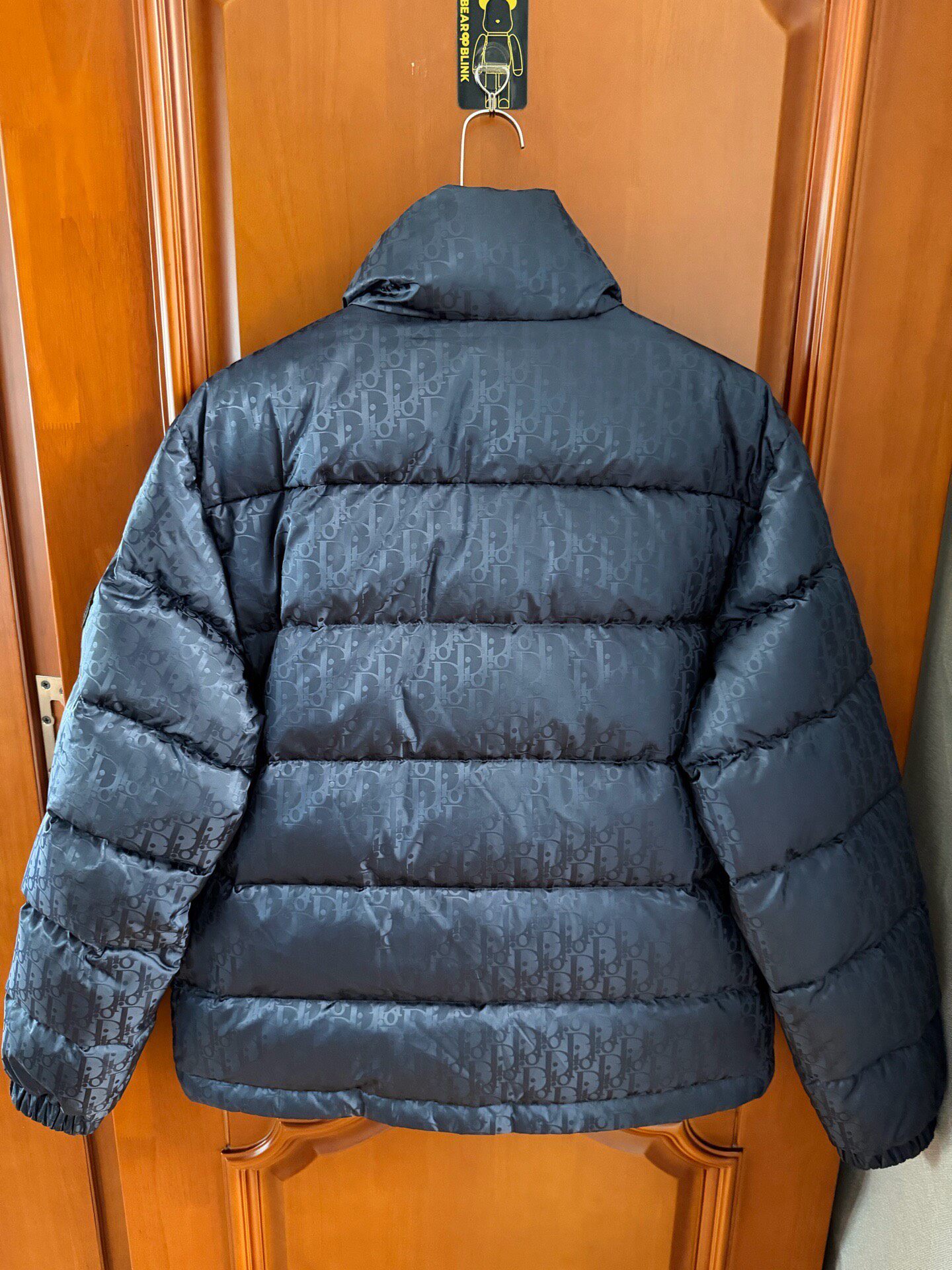 Dior Navy All-Logo Puffer Jacket — front